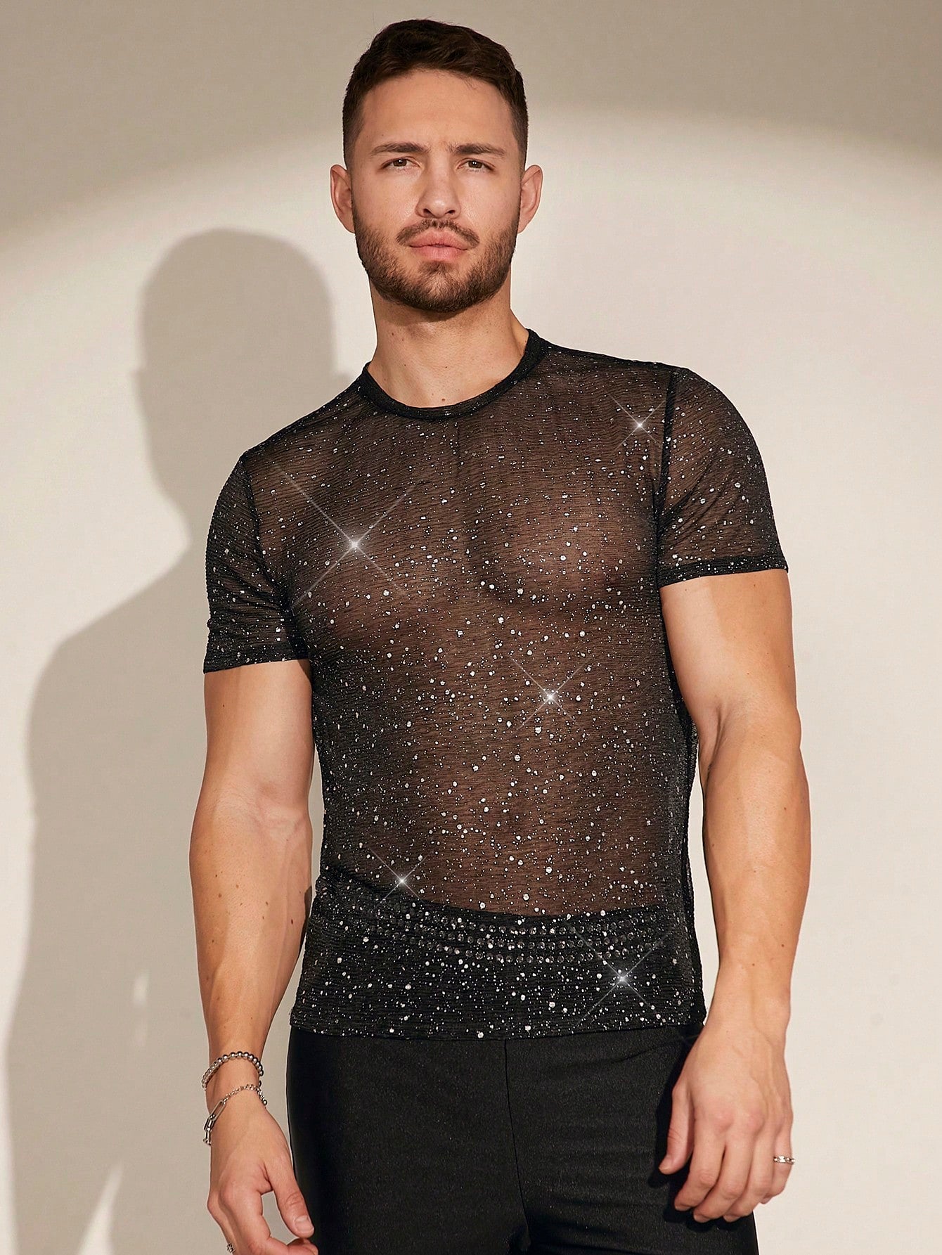 Men's Mesh Round Neck Short Sleeve T-Shirt