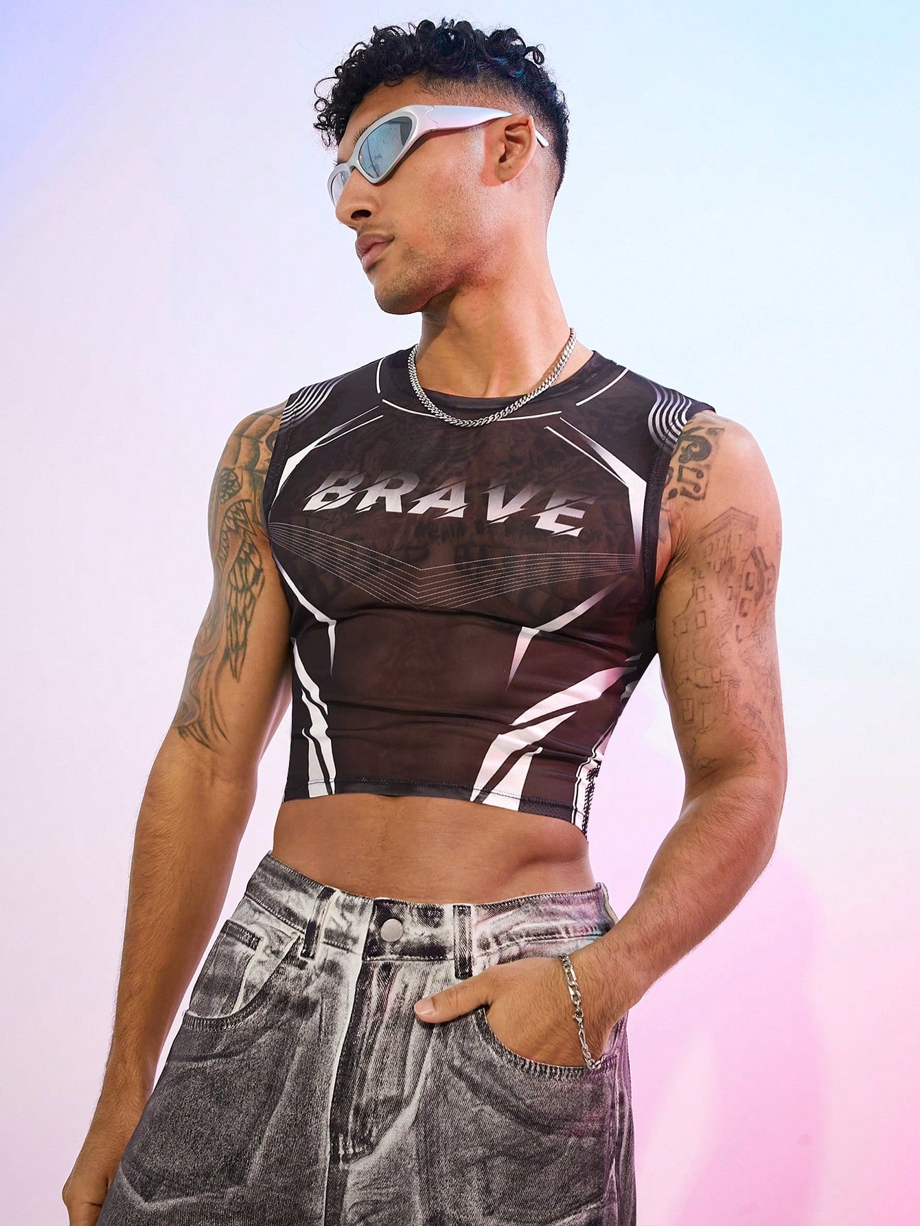 Men's Angel Print Casual Tank Top
