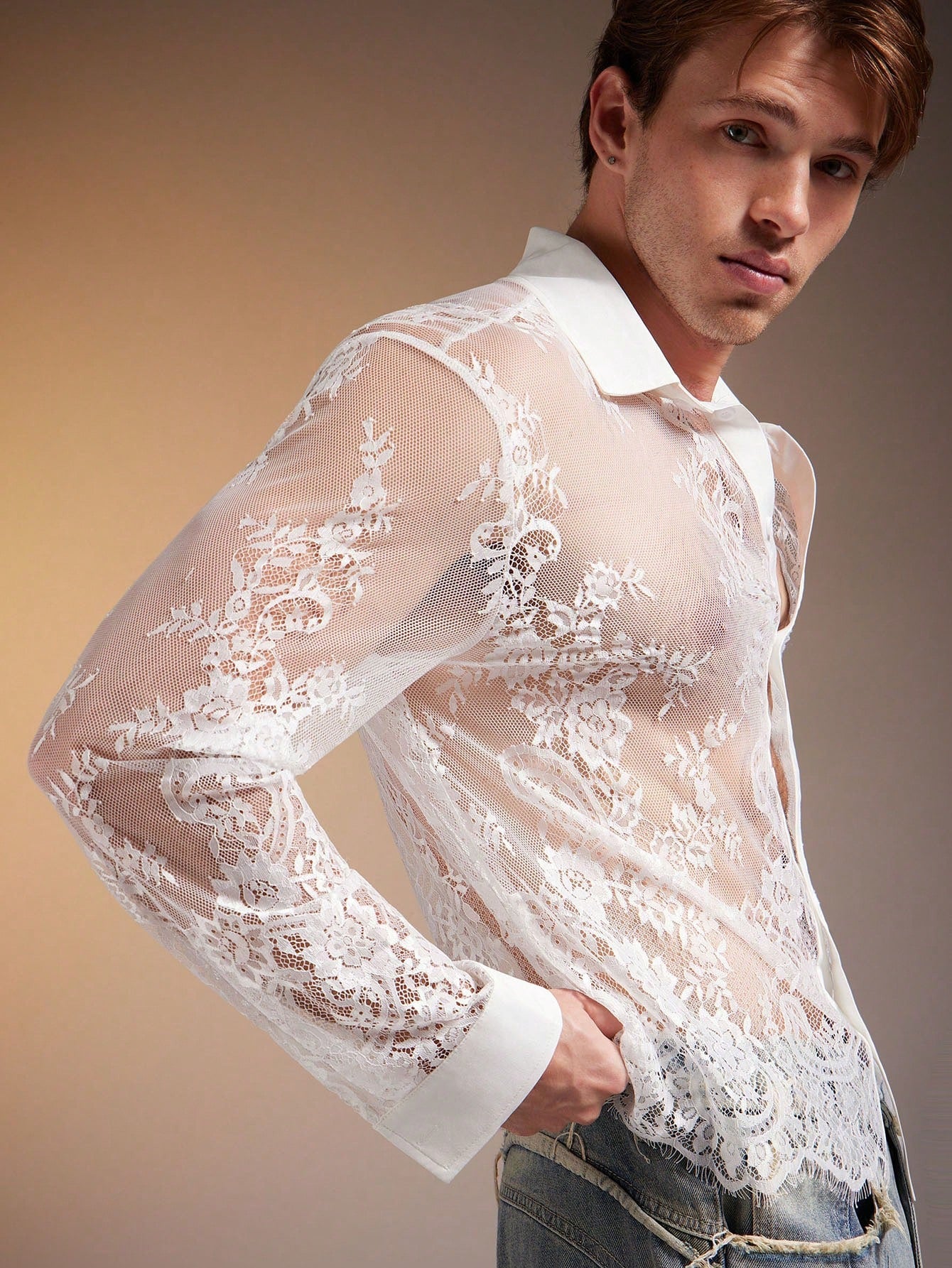 Men's Polka Dot Long Sleeve Single-Breasted Casual Shirt