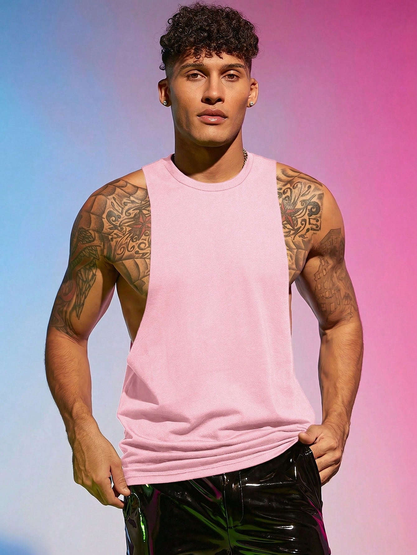 Men Solid Sleeveless Plain Tank Top