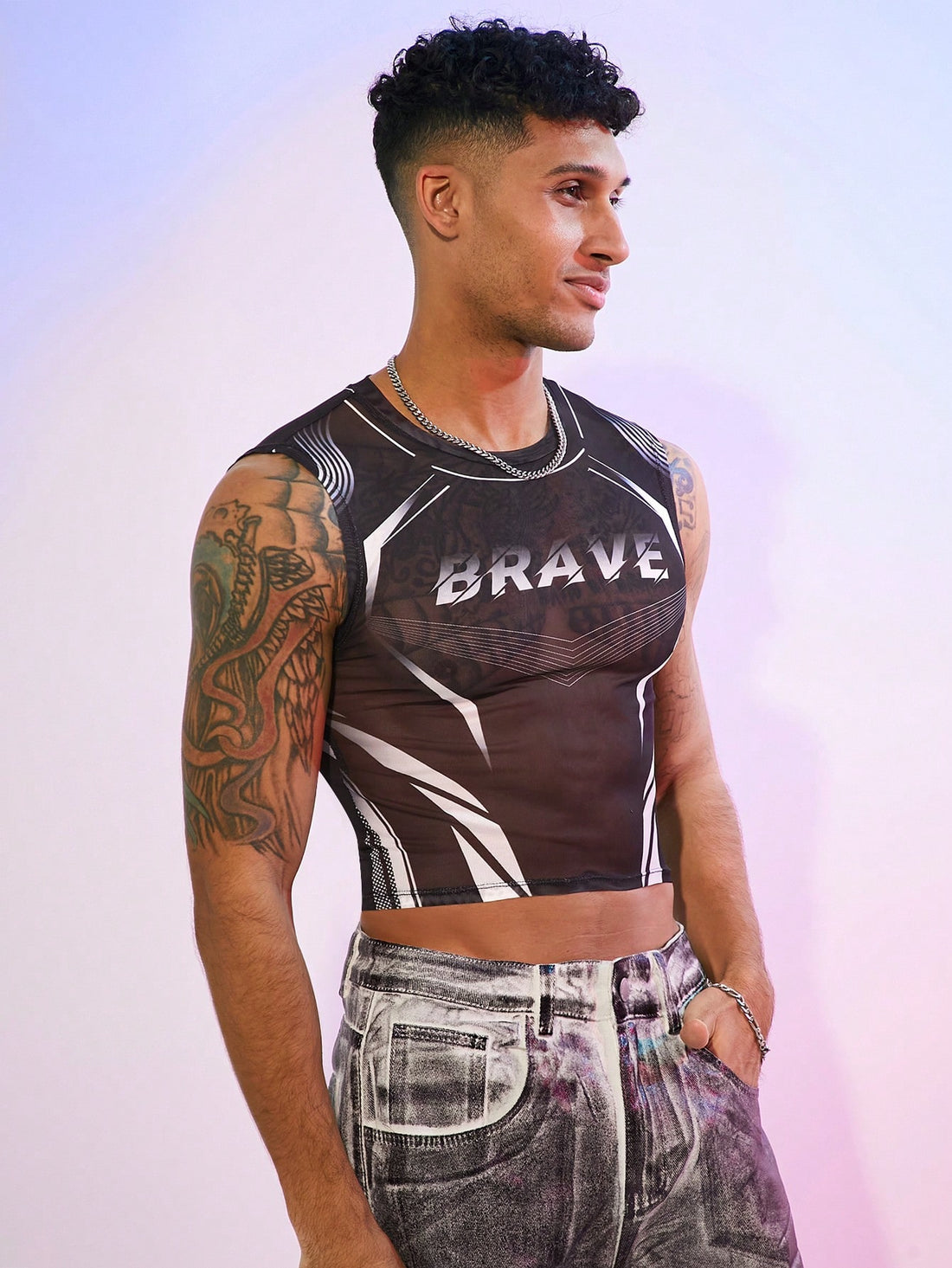 Men's Angel Print Casual Tank Top