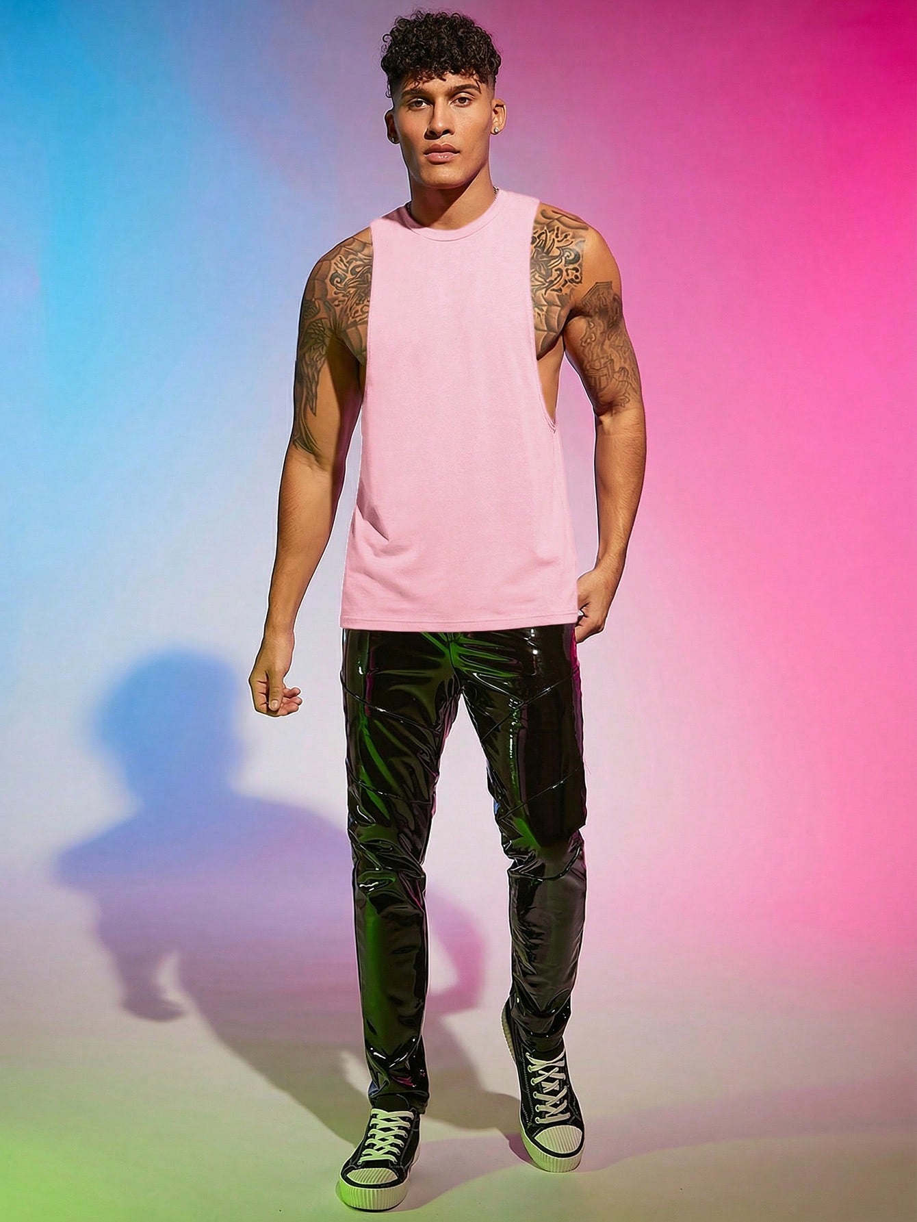 Men Solid Sleeveless Plain Tank Top