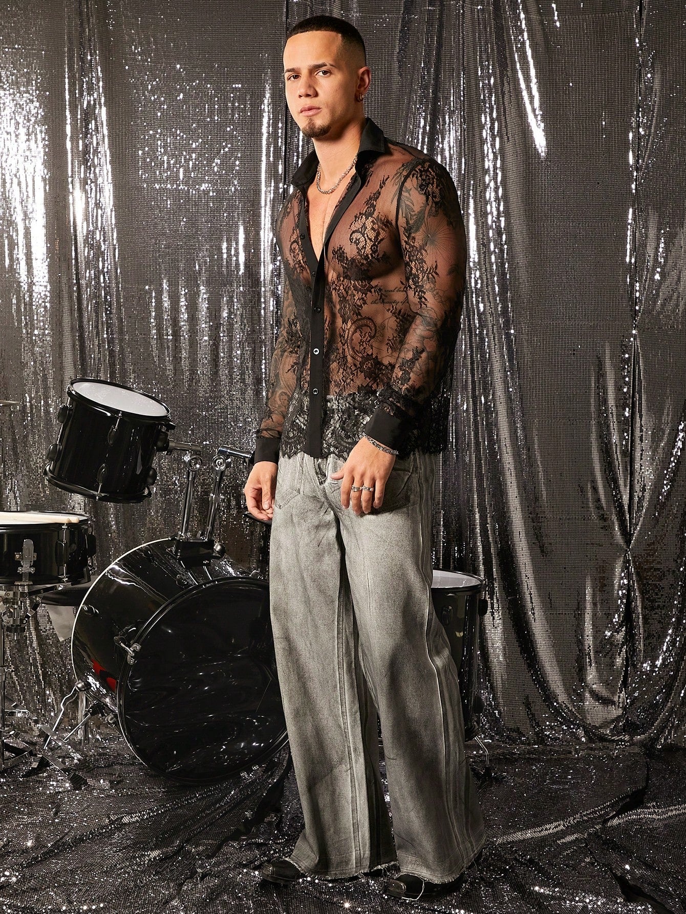 Men's Polka Dot Long Sleeve Single-Breasted Casual Shirt