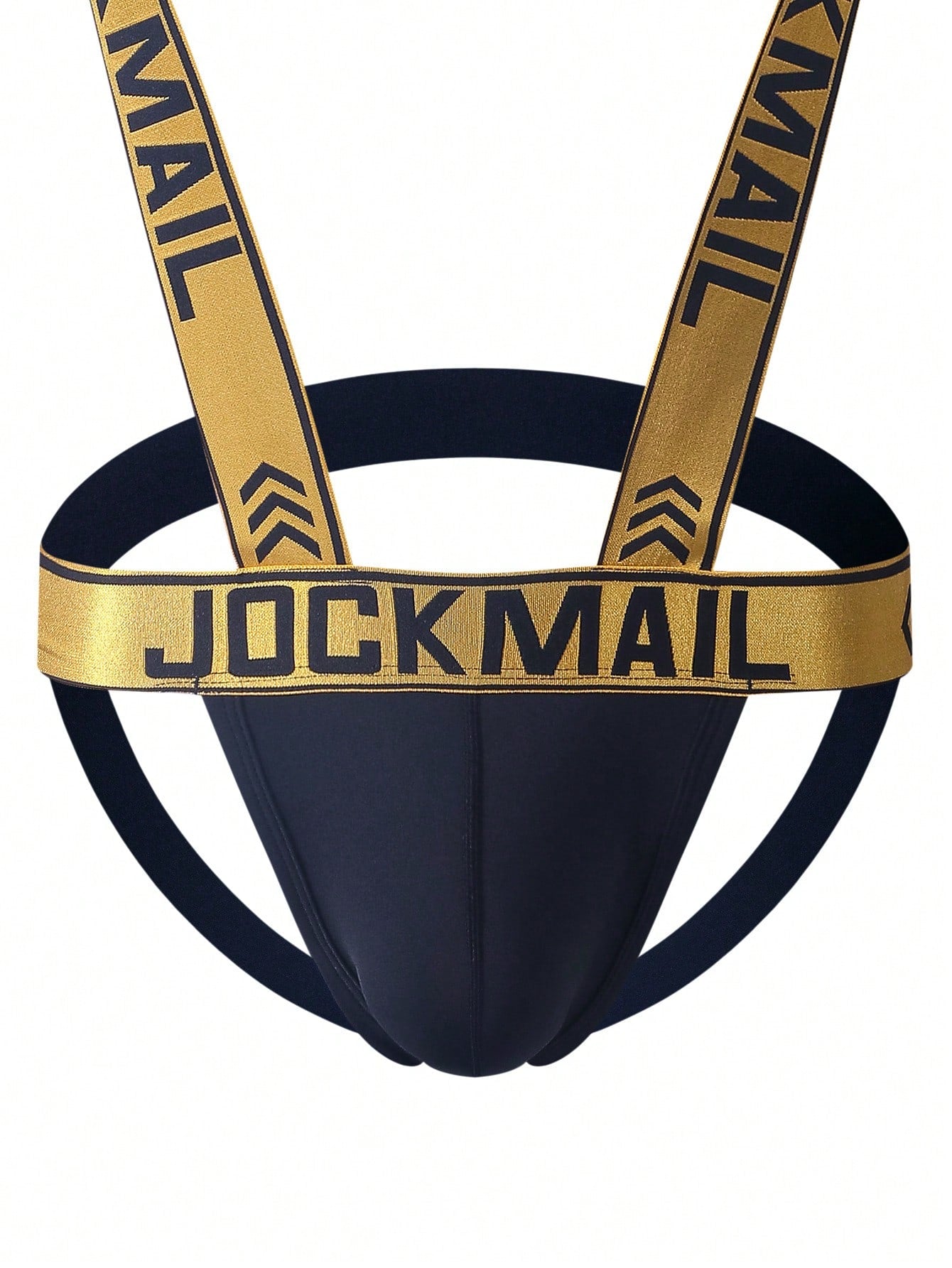 Men's Jockmail 2-in-1 jockstrap underwear with one-shoulder straps, cut-out detail, and medium-stretch polyester elastane fabric.