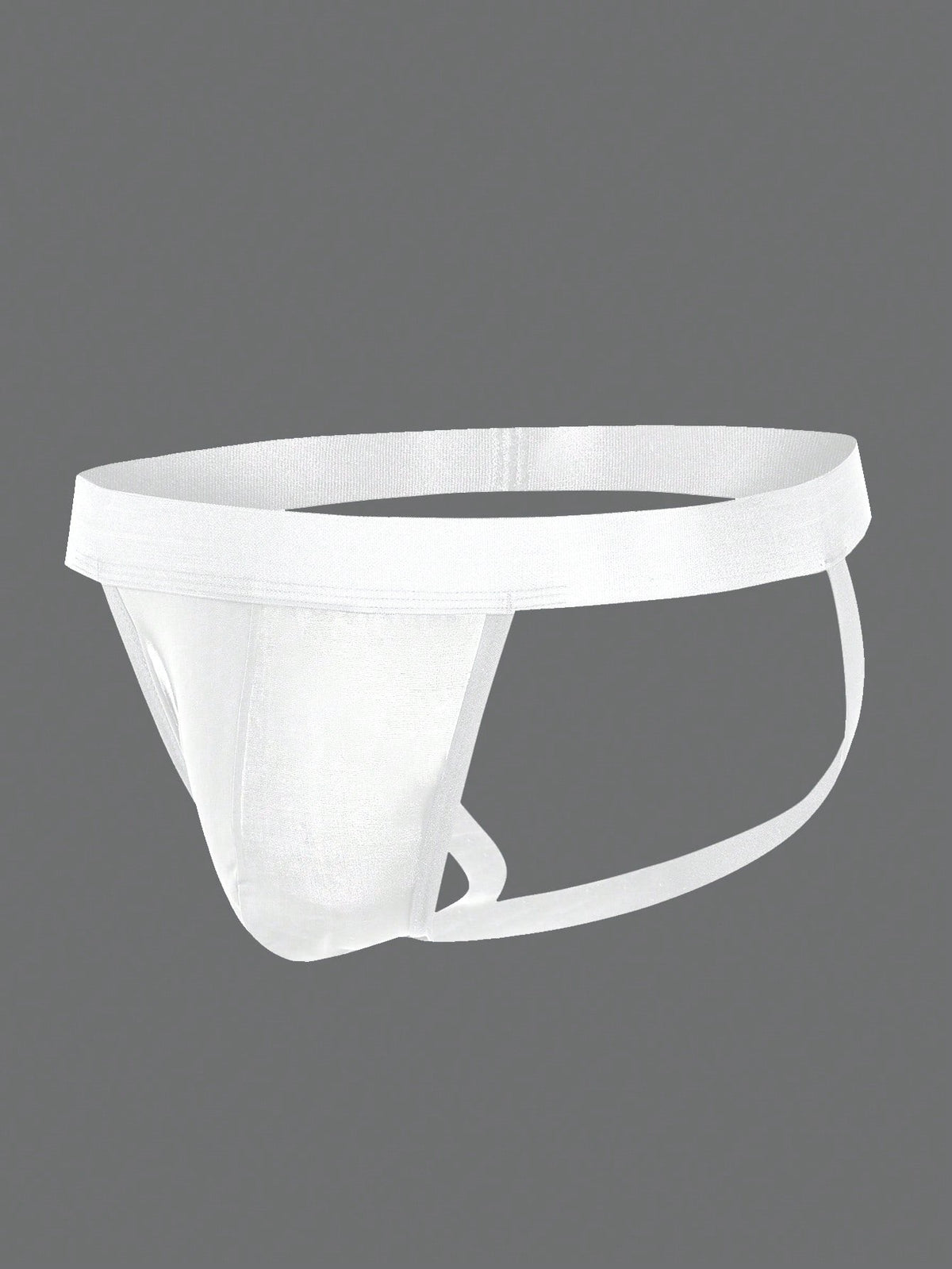 Men's black solid color jockstrap featuring a cut-out back design, tape detailing, and mid-rise waist crafted from medium-stretch knitted fabric.