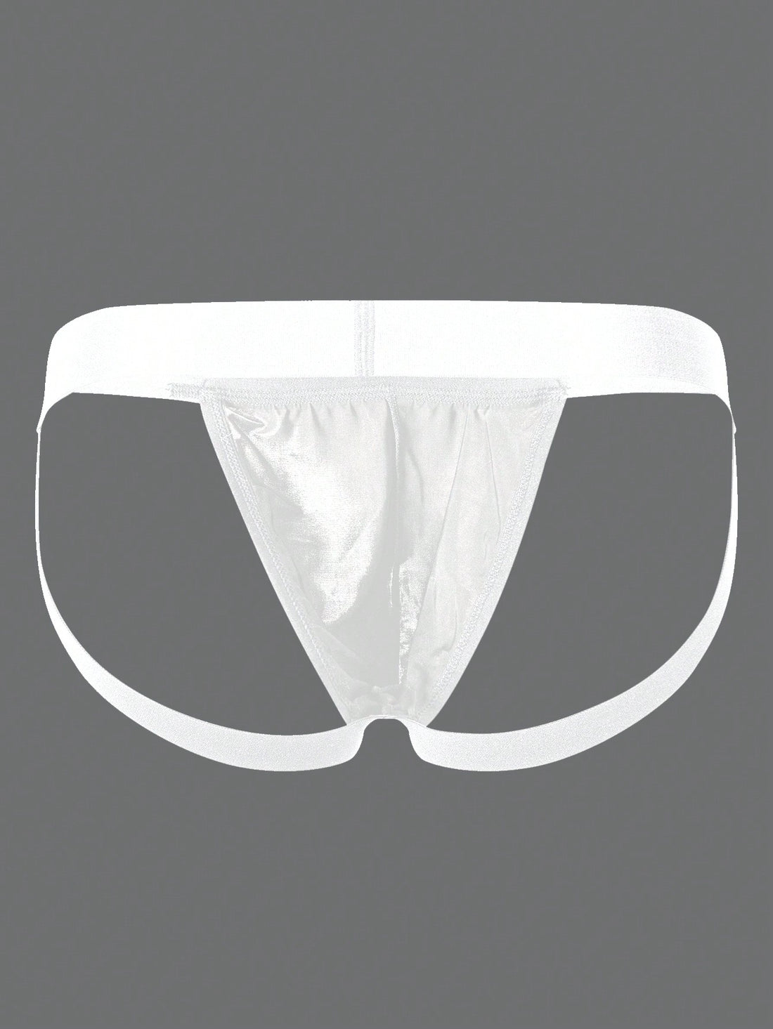 Men's white G-string underwear in knitted fabric with tape detail, mid-rise fit, and medium stretch for daily wear.