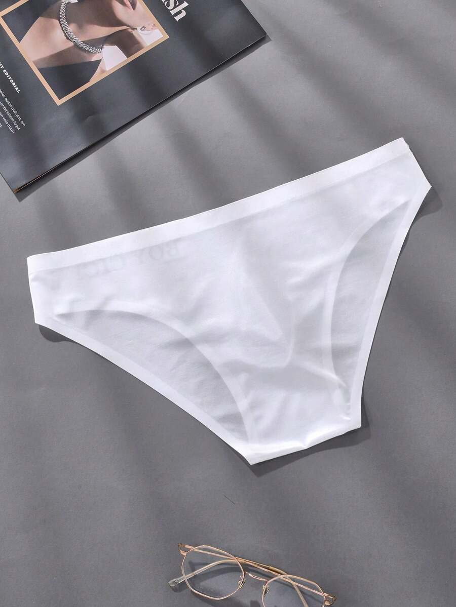 Pack of 5 men's low rise triangle briefs in sporty multicolor plain design made from lightweight stretch fabric.