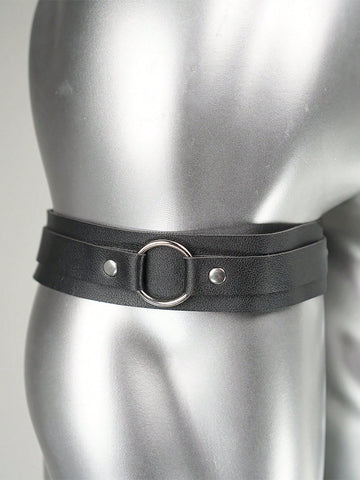 Black gothic PU leather arm cuff band featuring rivet details for men and unisex party accessories.