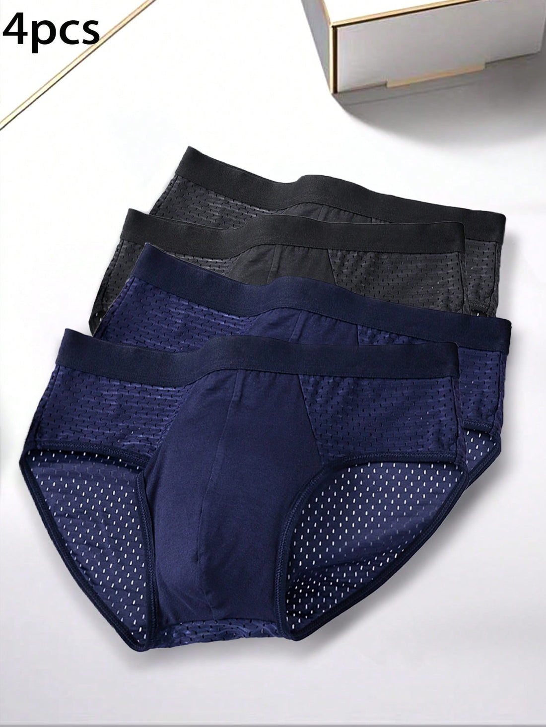 4-piece set of men's sporty mid rise briefs in multicolor stretch knitted fabric