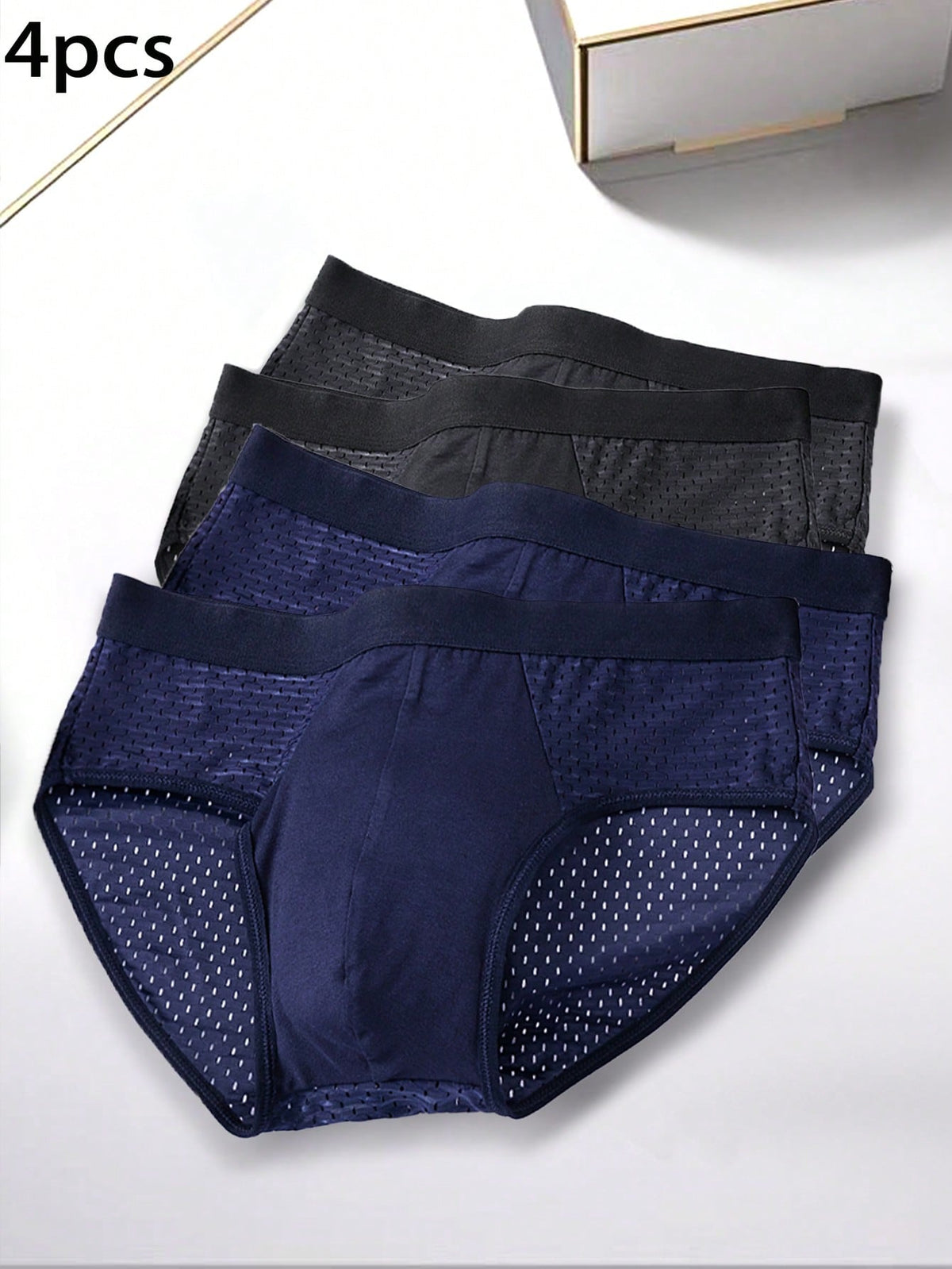 4-piece set of men's sporty mid rise briefs in multicolor stretch knitted fabric