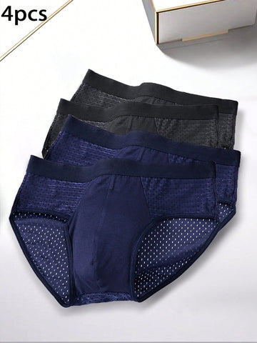 4-piece set of men's sporty mid rise briefs in multicolor stretch knitted fabric