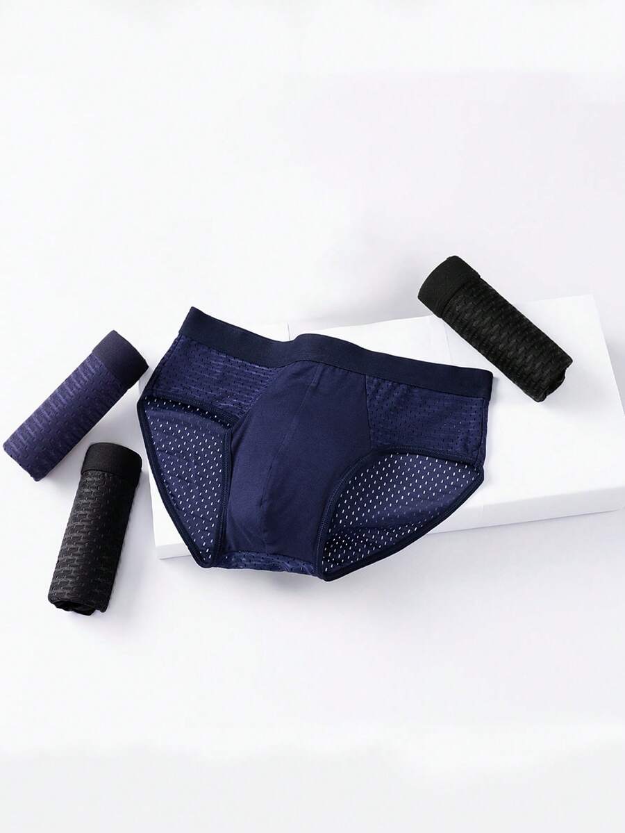 4-piece set of men's sporty mid rise briefs in multicolor stretch knitted fabric