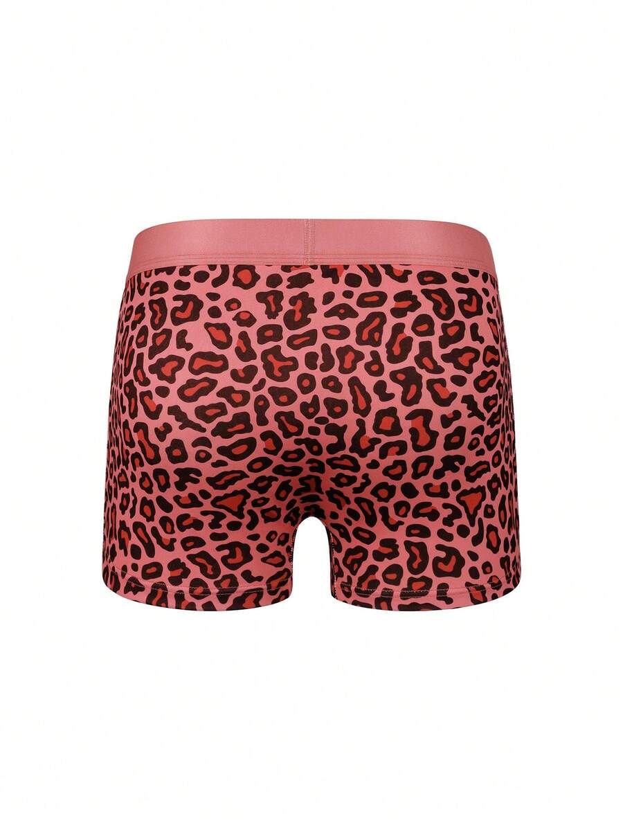 4-pack of men's multicolor leopard print boxer briefs with mid-rise elastic waistband