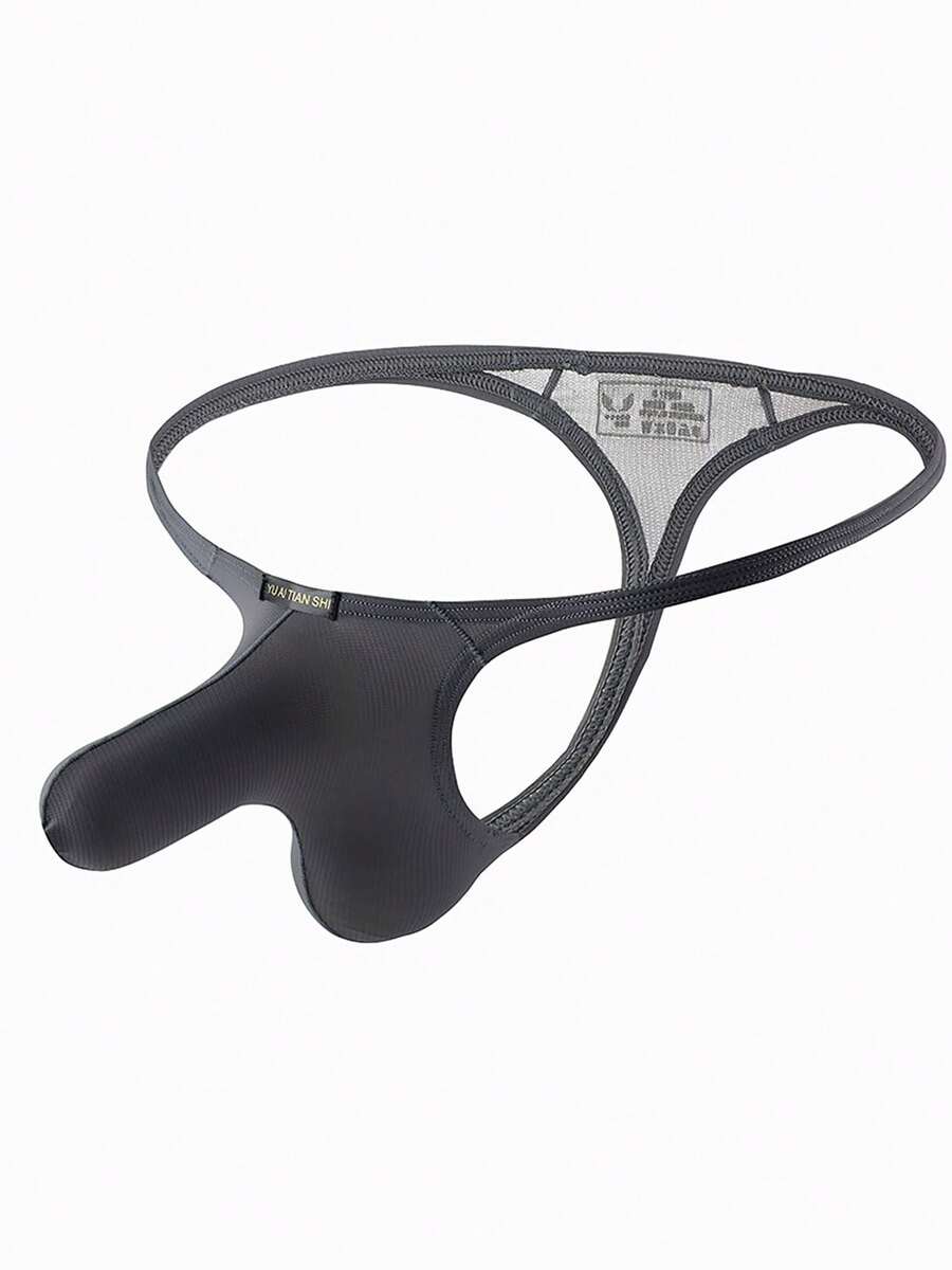 3-pack of men's low-rise g-string thong underwear featuring a bulge pouch design, breathable mesh fabric, and high elastic waistband.