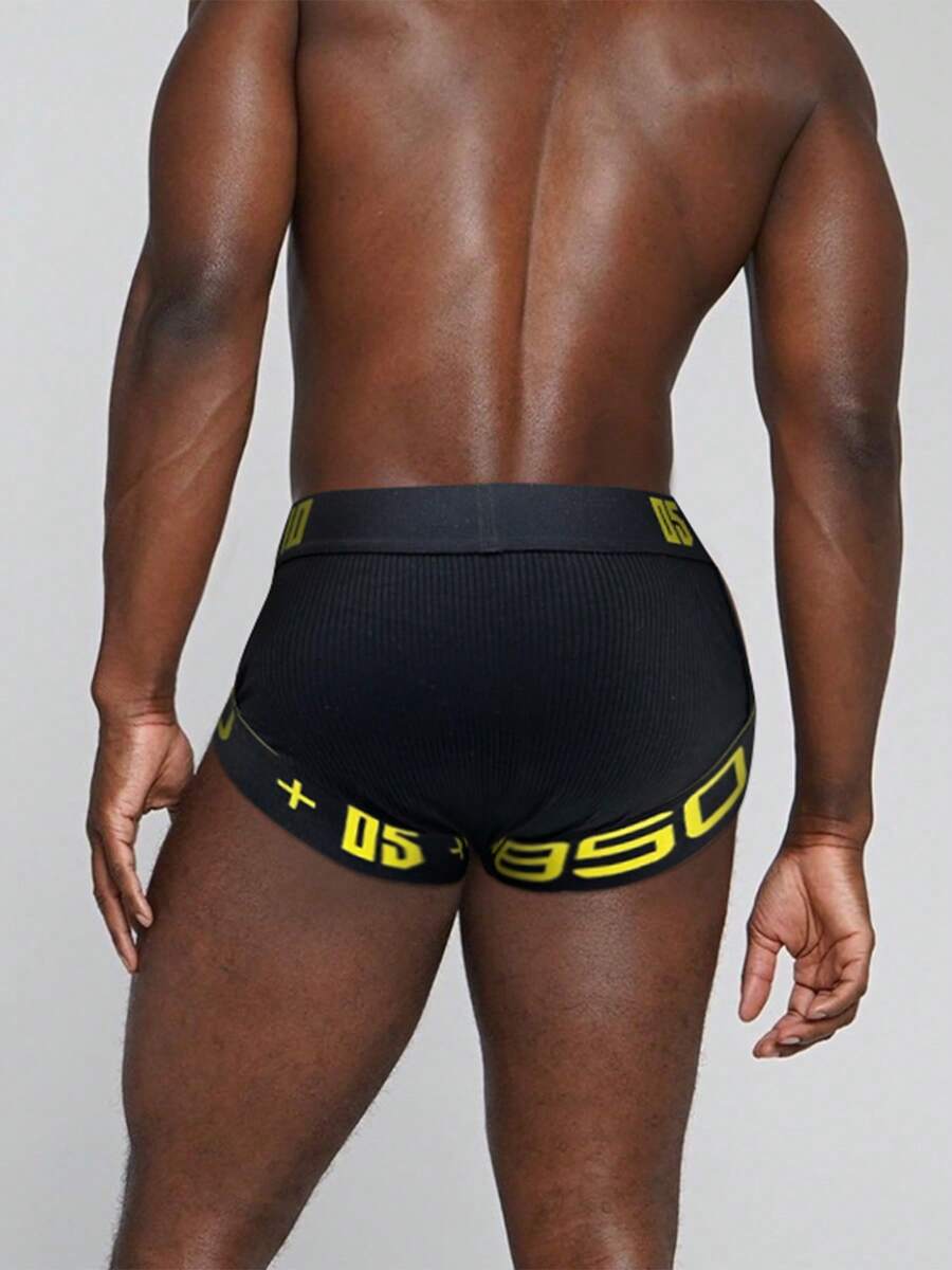 Men's low-rise side-cutout sport brief underwear made of high-stretch knitted cotton fabric