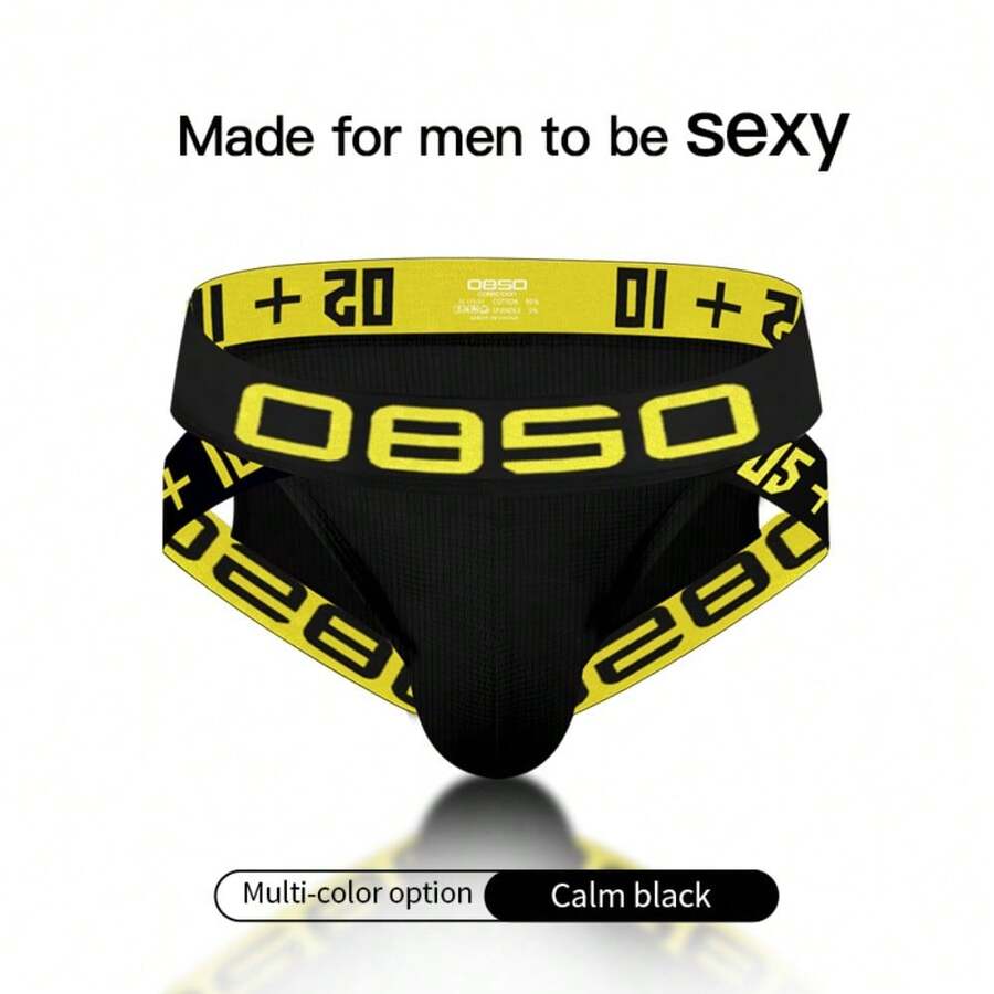 Men's low-rise side-cutout sport brief underwear made of high-stretch knitted cotton fabric