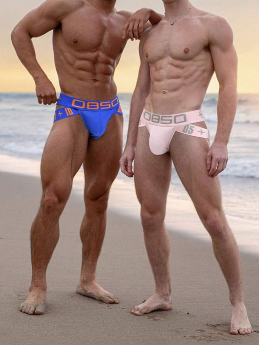 Men's low-rise side-cutout sport brief underwear made of high-stretch knitted cotton fabric
