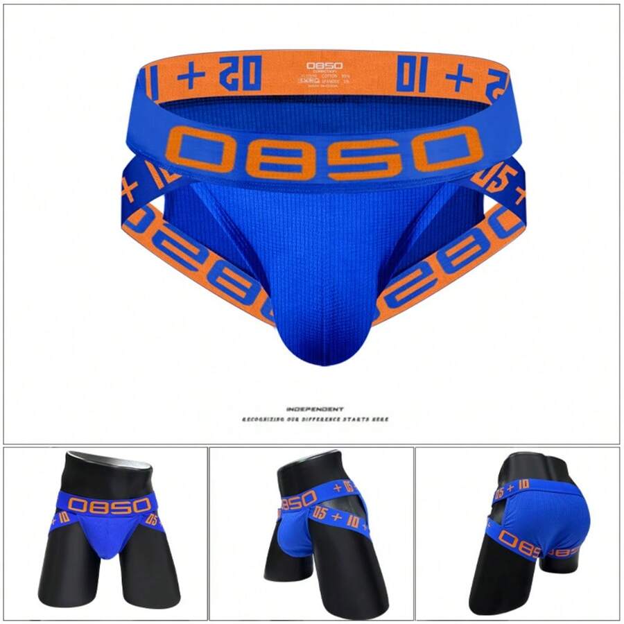 Men's low-rise side-cutout sport brief underwear made of high-stretch knitted cotton fabric