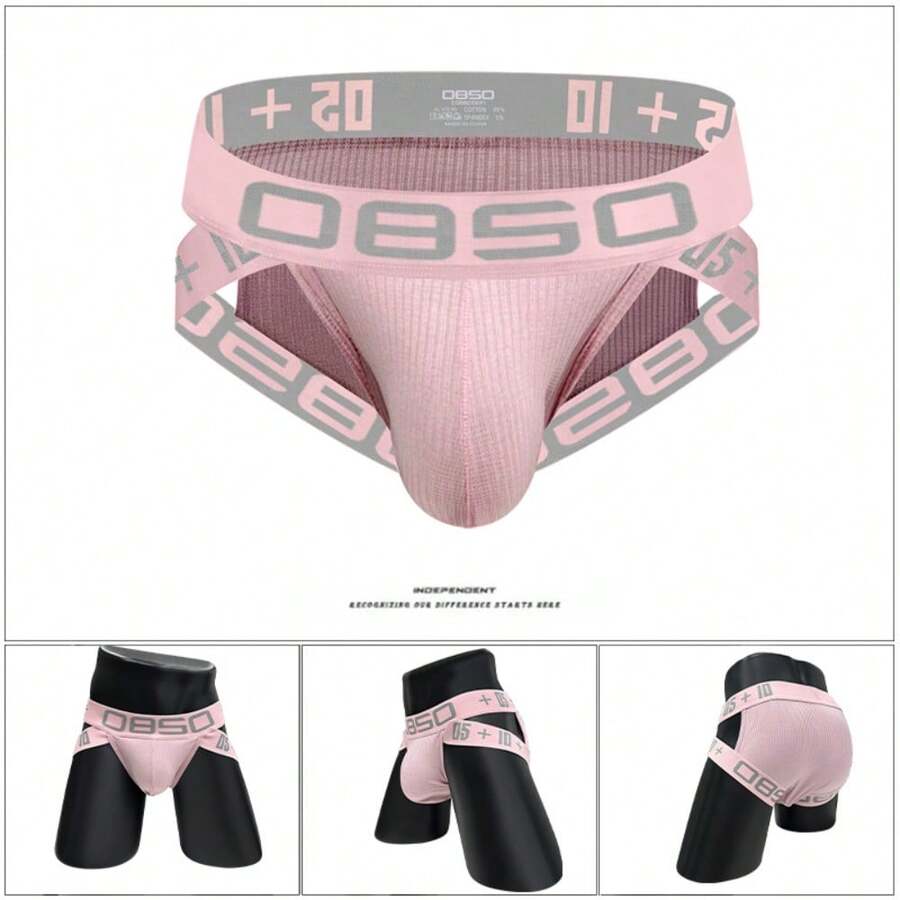 Men's low-rise side-cutout sport brief underwear made of high-stretch knitted cotton fabric