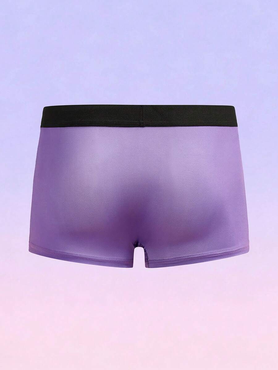 Men's black elephant print boxer briefs with contrast binding and elastic waist.