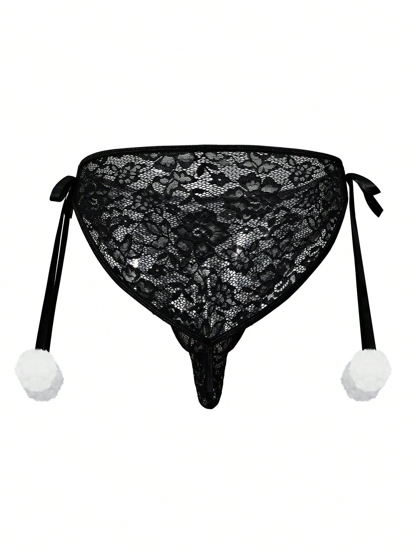 Men's black lace jockstrap thong underwear with hollow out detail, low rise waist, semi-sheer fabric, and medium stretch polyamide elastane blend.