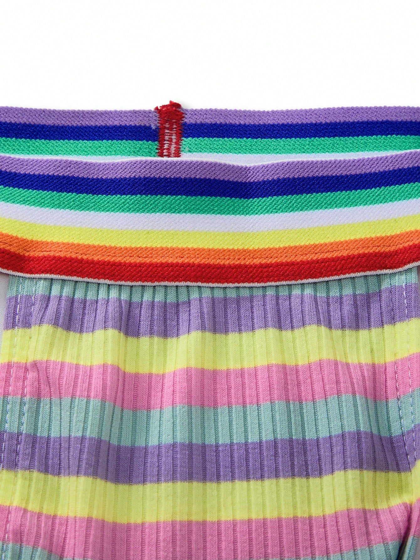 Men's striped thong underwear in multicolor with a low-rise cut and medium-stretch knitted fabric.