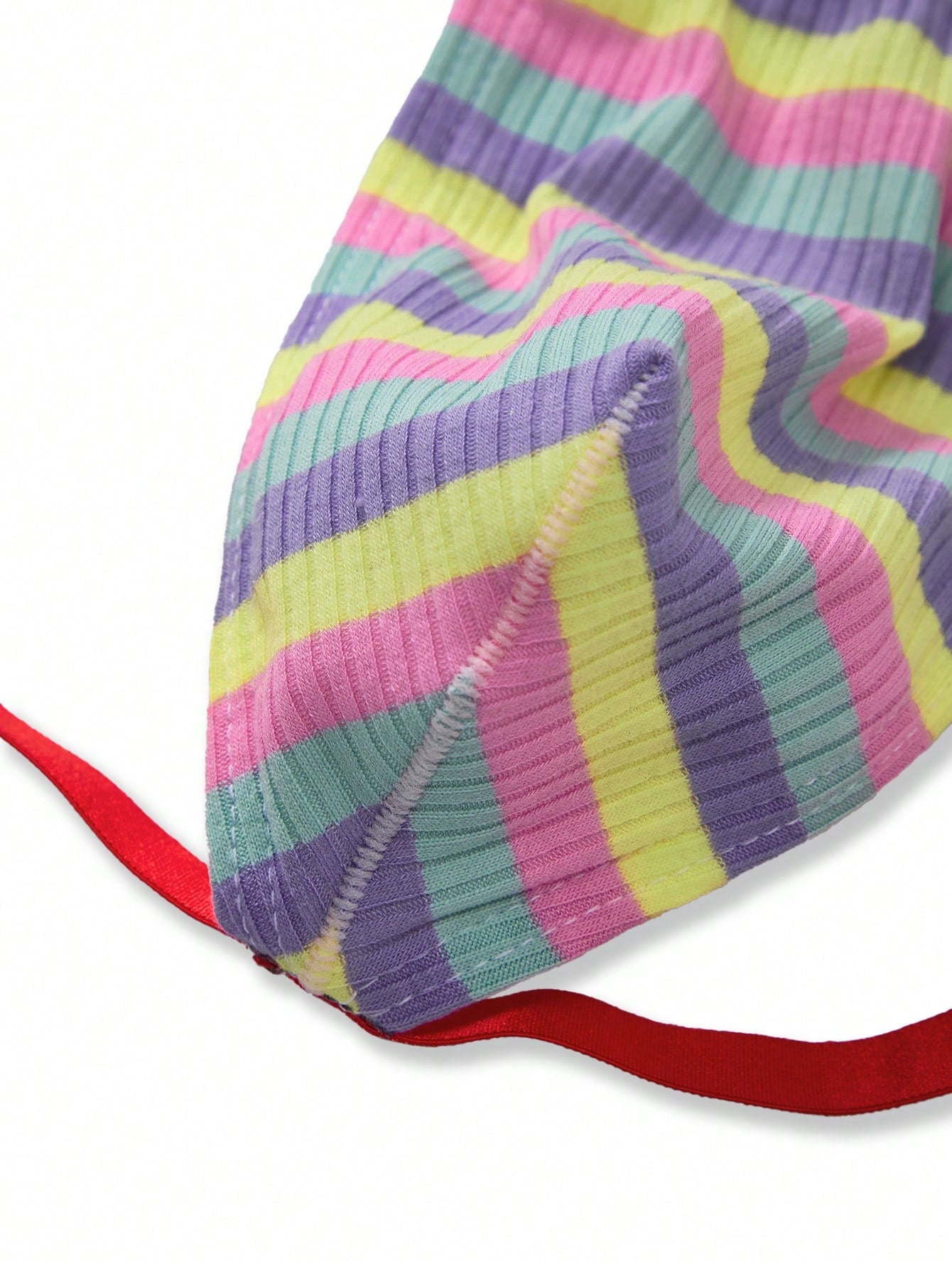Men's striped thong underwear in multicolor with a low-rise cut and medium-stretch knitted fabric.