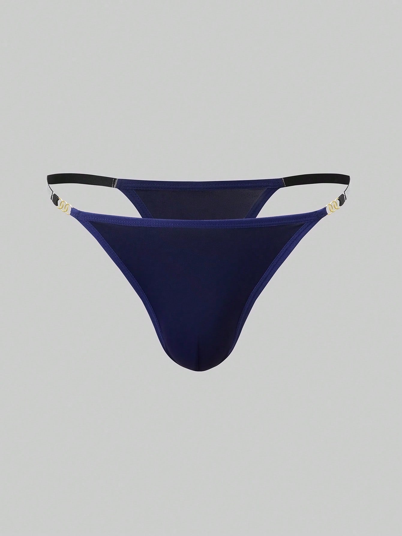 3-pack men's low rise thong underwear in assorted multicolor plain design, made from stretchy knitted polyamide and elastane fabric.