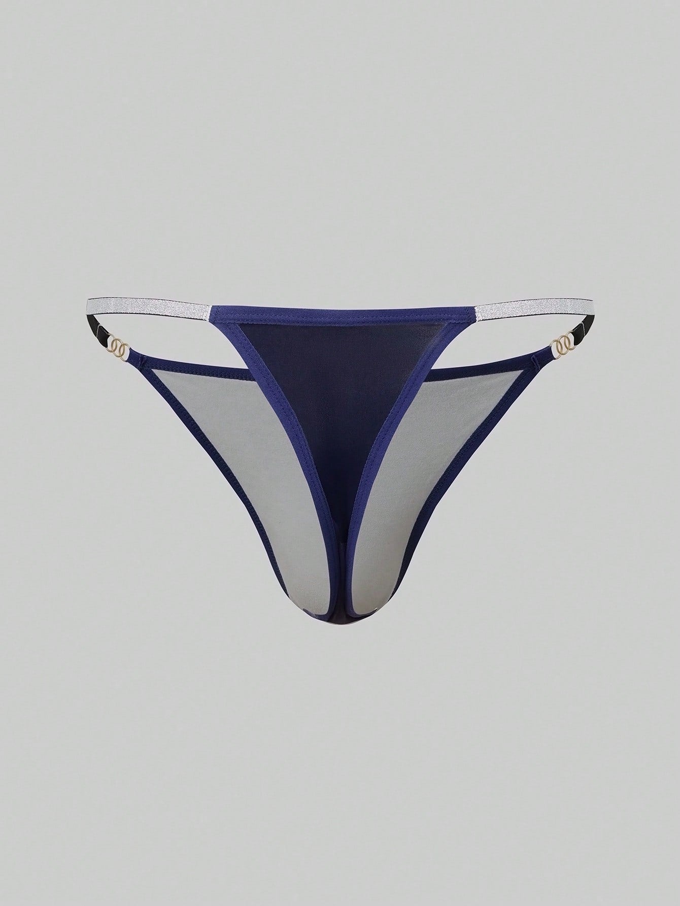 3-pack men's low rise thong underwear in assorted multicolor plain design, made from stretchy knitted polyamide and elastane fabric.