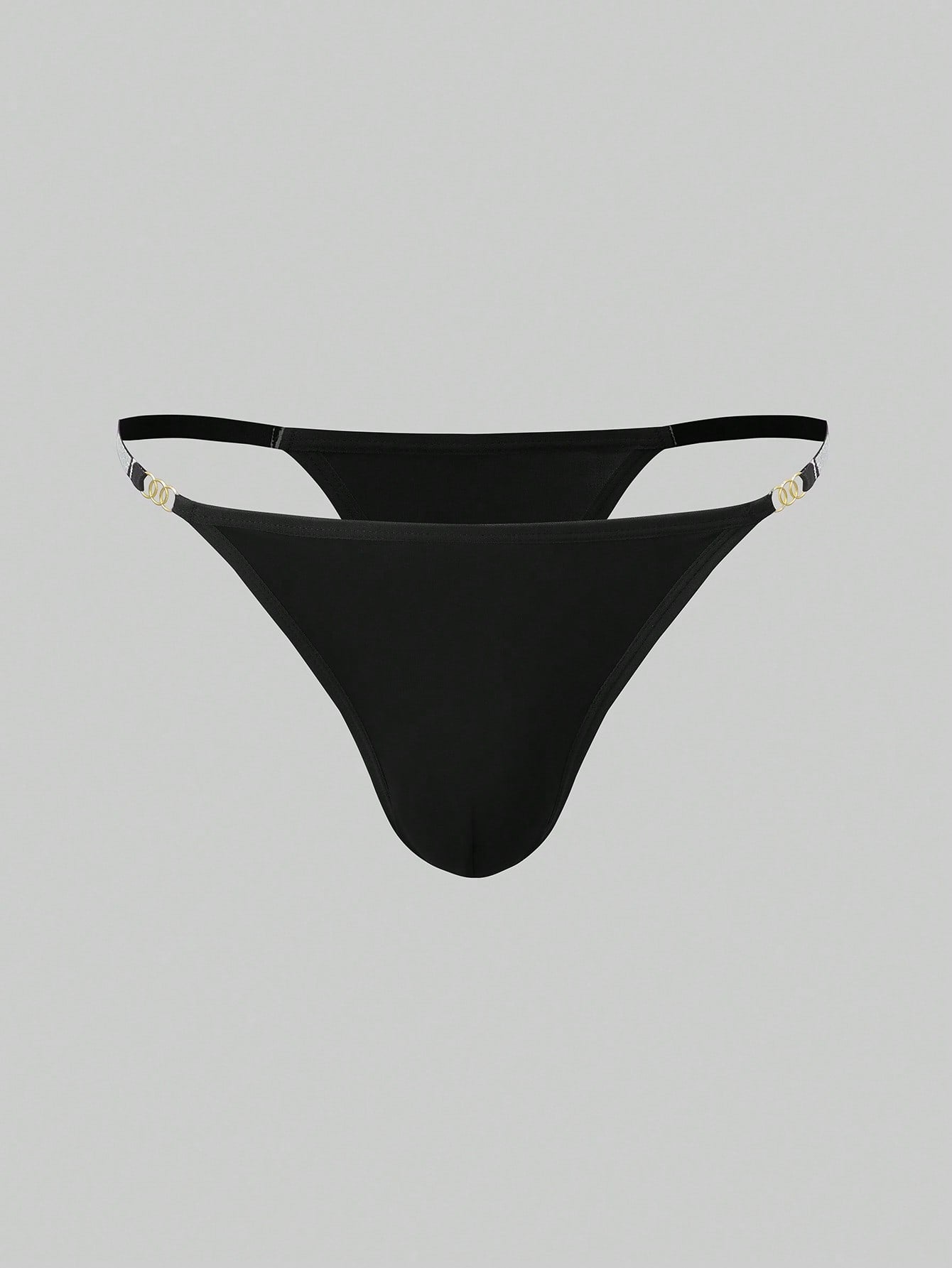 3-pack men's low rise thong underwear in assorted multicolor plain design, made from stretchy knitted polyamide and elastane fabric.