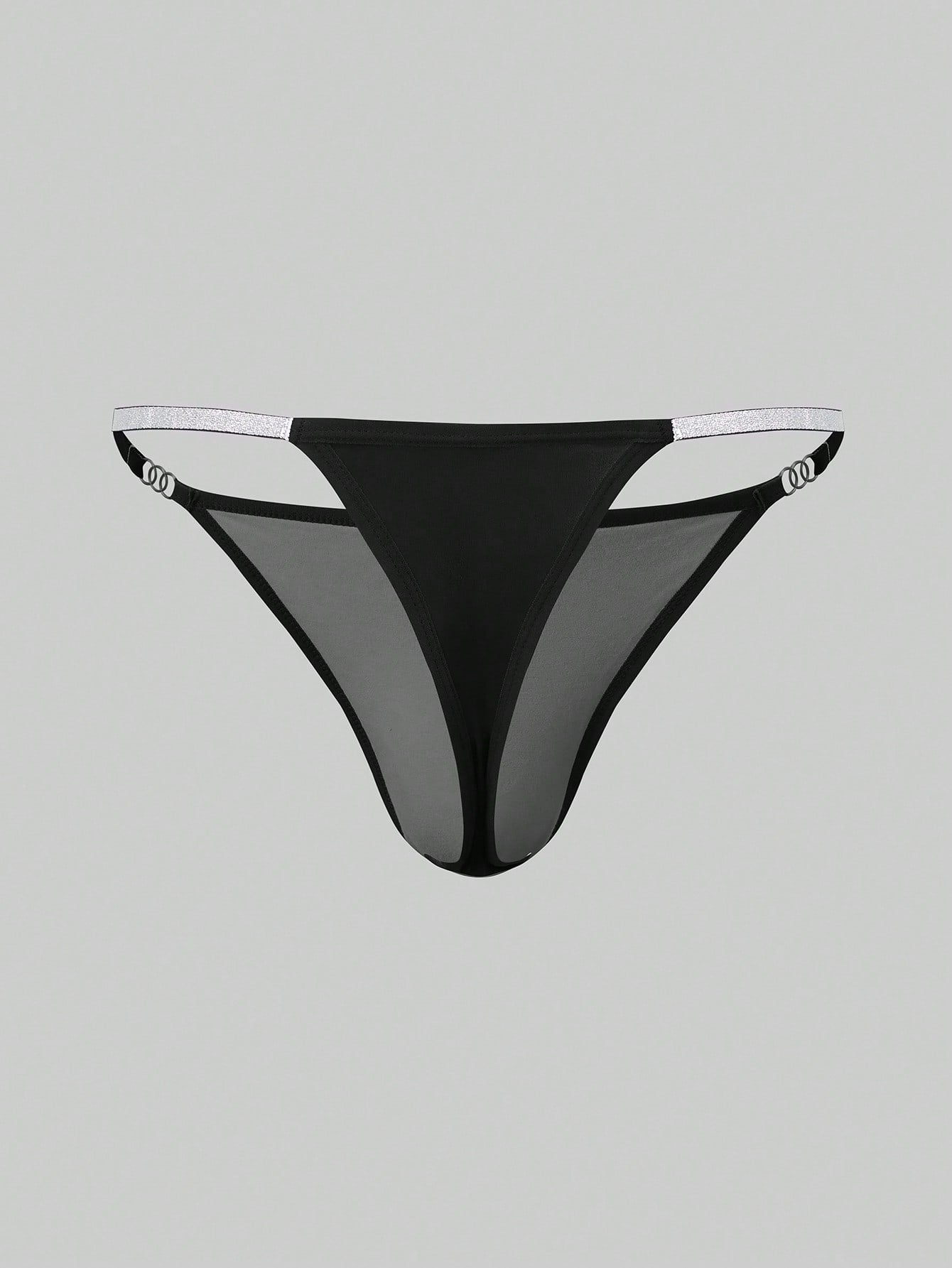3-pack men's low rise thong underwear in assorted multicolor plain design, made from stretchy knitted polyamide and elastane fabric.