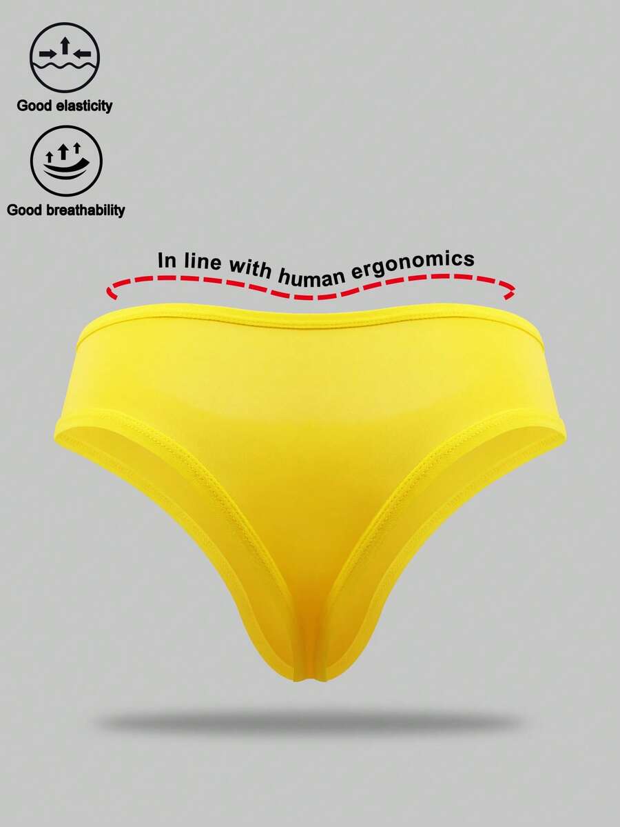 Men's multicolor mid-rise thong underwear featuring contrast mesh details and a colorblock pattern.