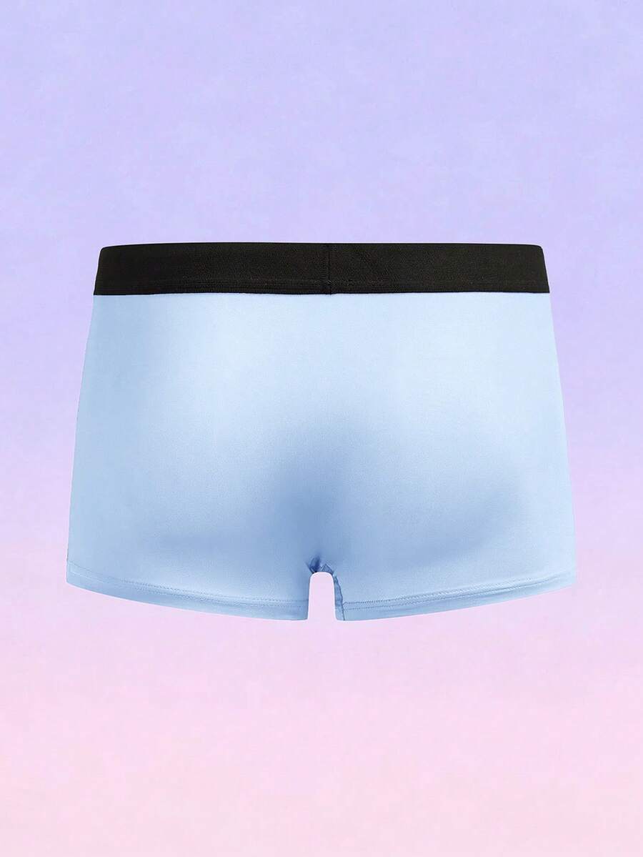 Men's black elephant print boxer briefs with contrast binding and elastic waist.