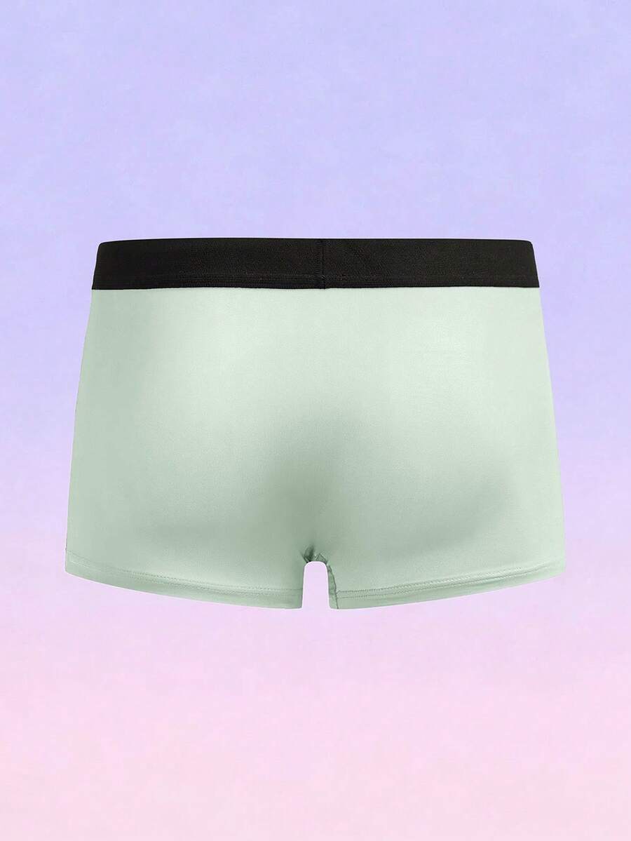 Men's black elephant print boxer briefs with contrast binding and elastic waist.