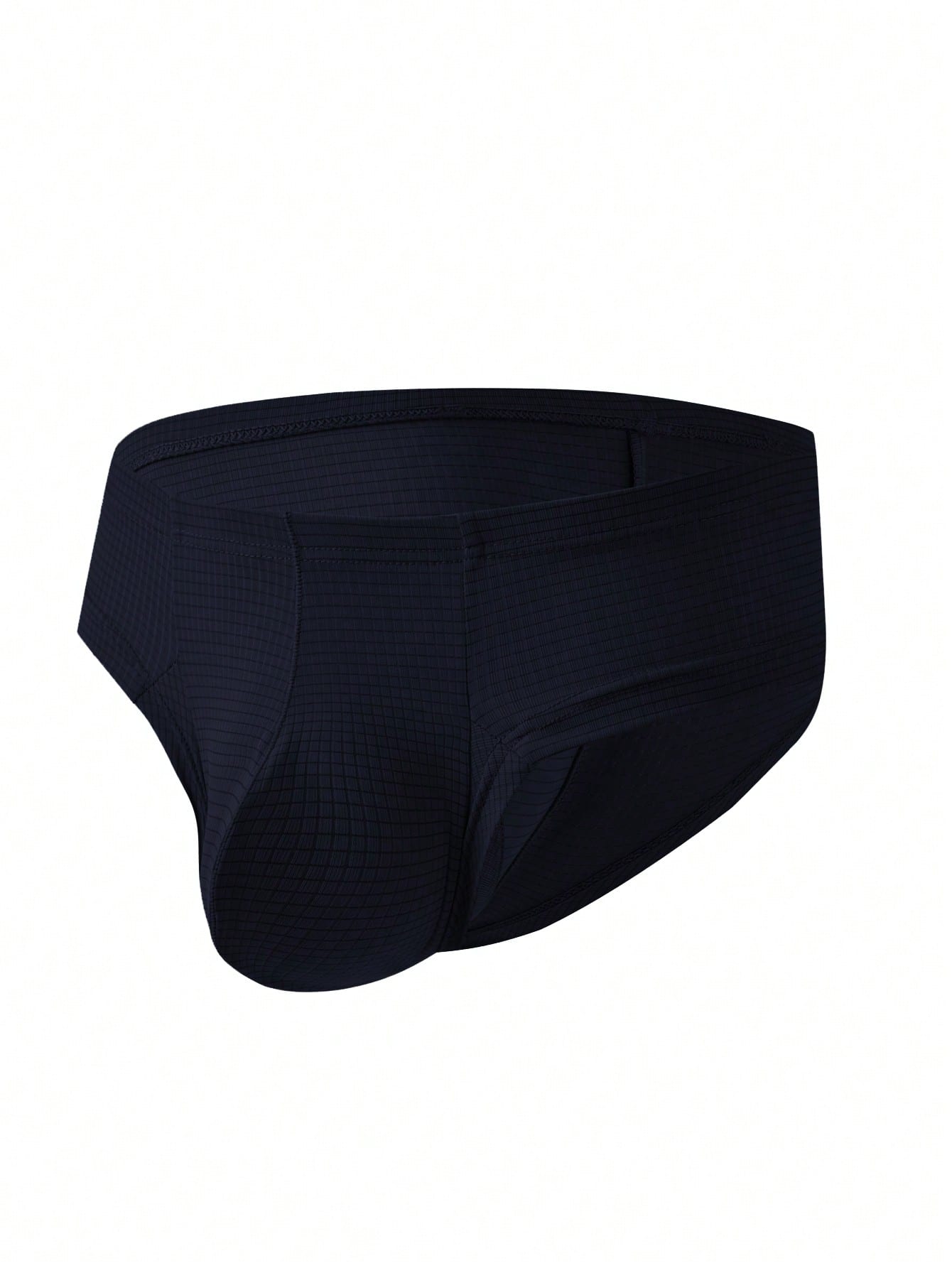 Men's low rise thong underwear in plain blue fabric with soft medium stretch and T-back design.