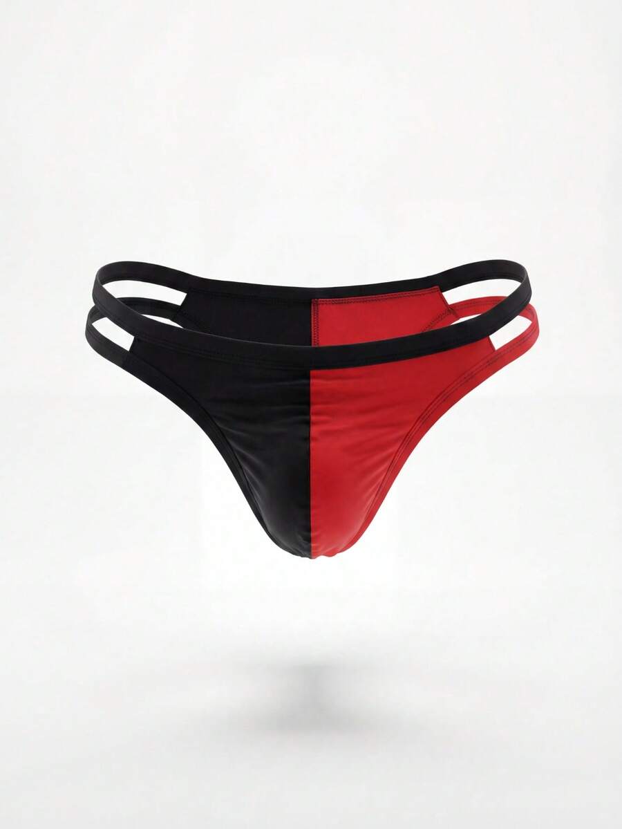 Multicolor men's low rise briefs featuring contrast binding detail made from knitted fabric.