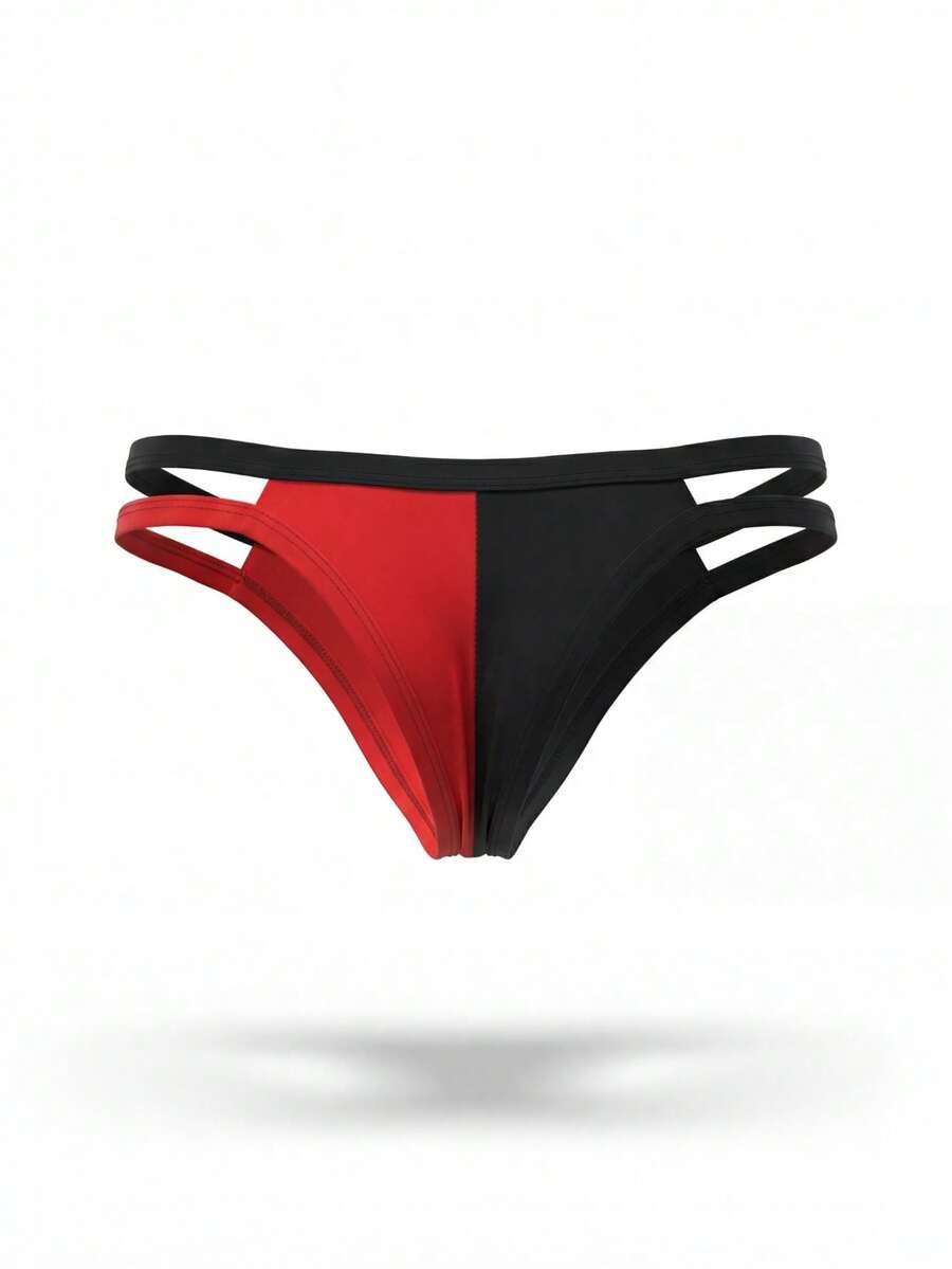 Multicolor men's low rise briefs featuring contrast binding detail made from knitted fabric.