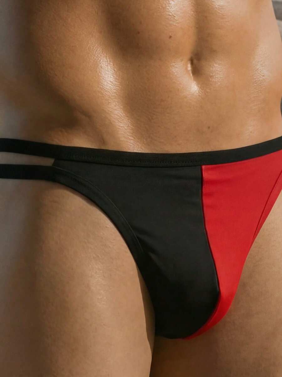 Multicolor men's low rise briefs featuring contrast binding detail made from knitted fabric.
