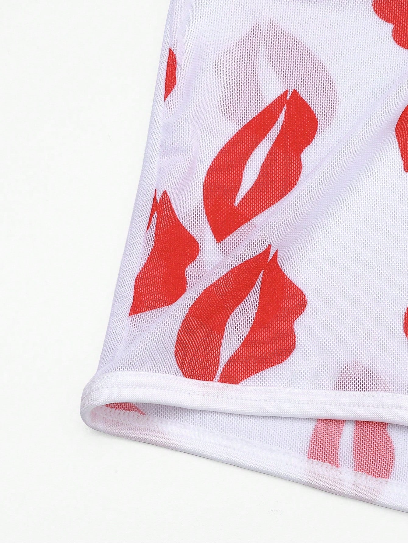 Red sheer men's mesh boxer shorts with tape detail, mid-rise waist, and slight stretch knitted fabric.
