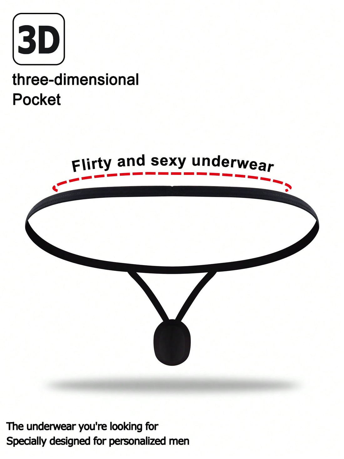 Black men's jockstrap underwear in knitted fabric with medium stretch, mid-rise fit, and 95% polyester 5% elastane blend.