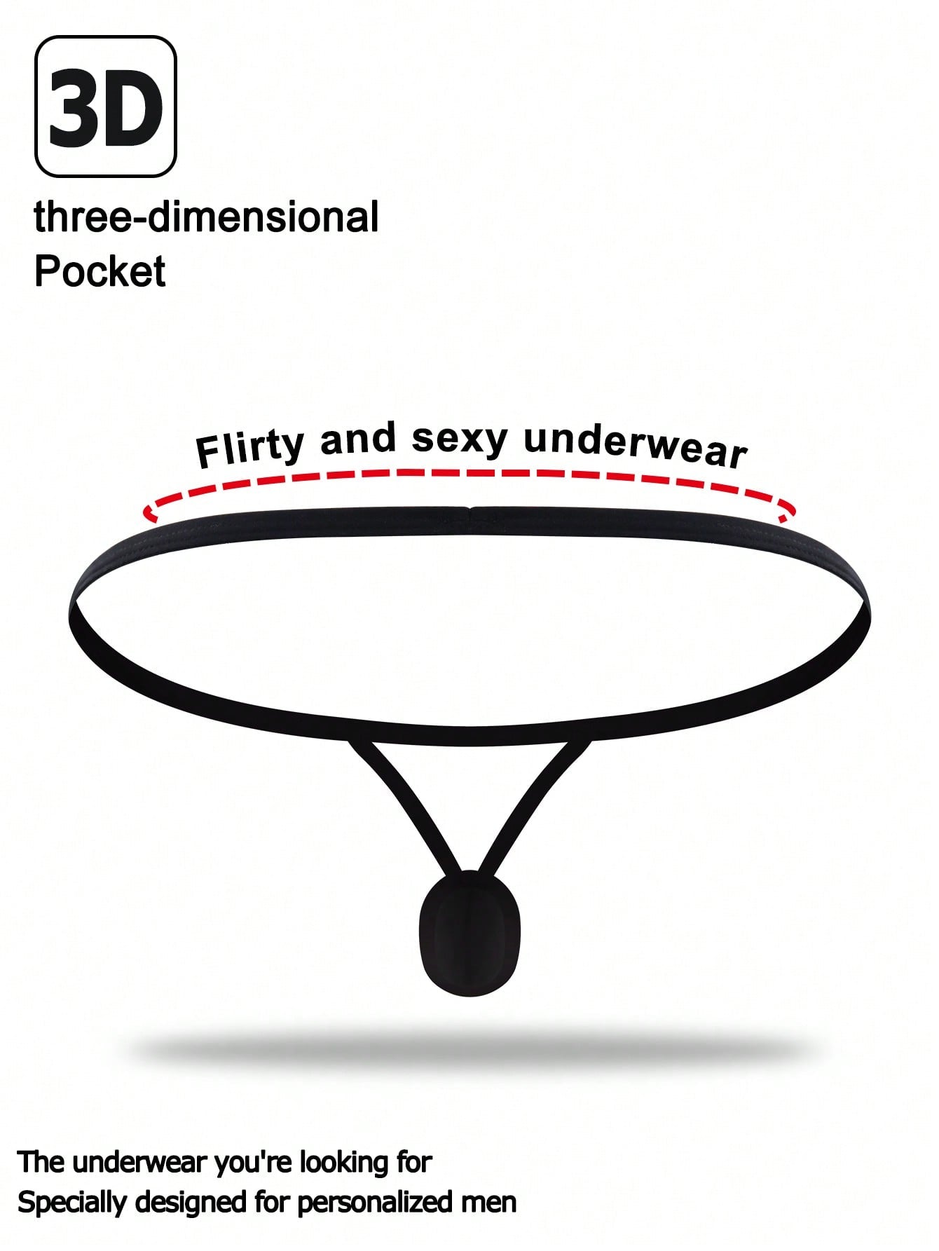 Black men's jockstrap underwear in knitted fabric with medium stretch, mid-rise fit, and 95% polyester 5% elastane blend.