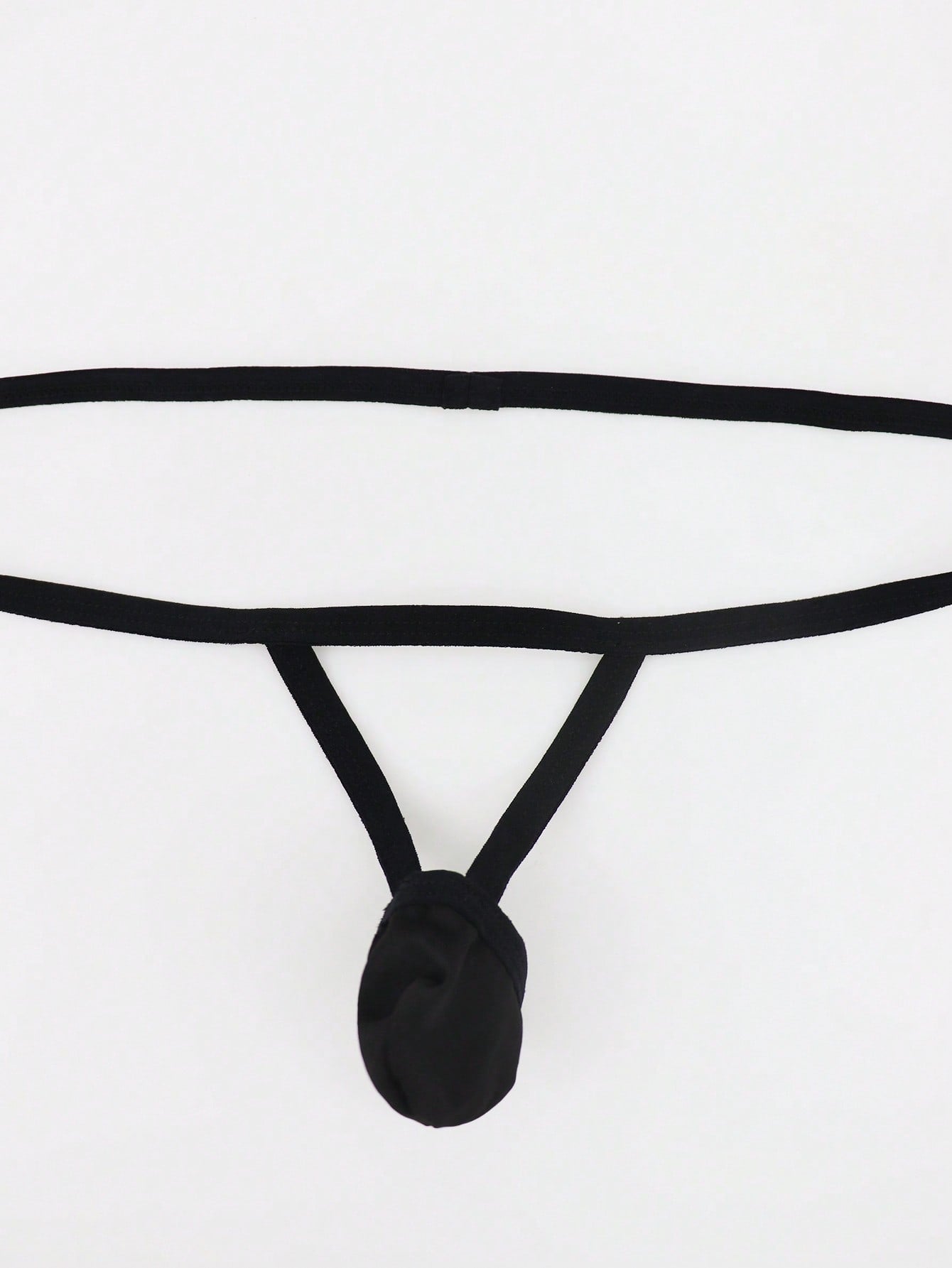 Black men's jockstrap underwear in knitted fabric with medium stretch, mid-rise fit, and 95% polyester 5% elastane blend.