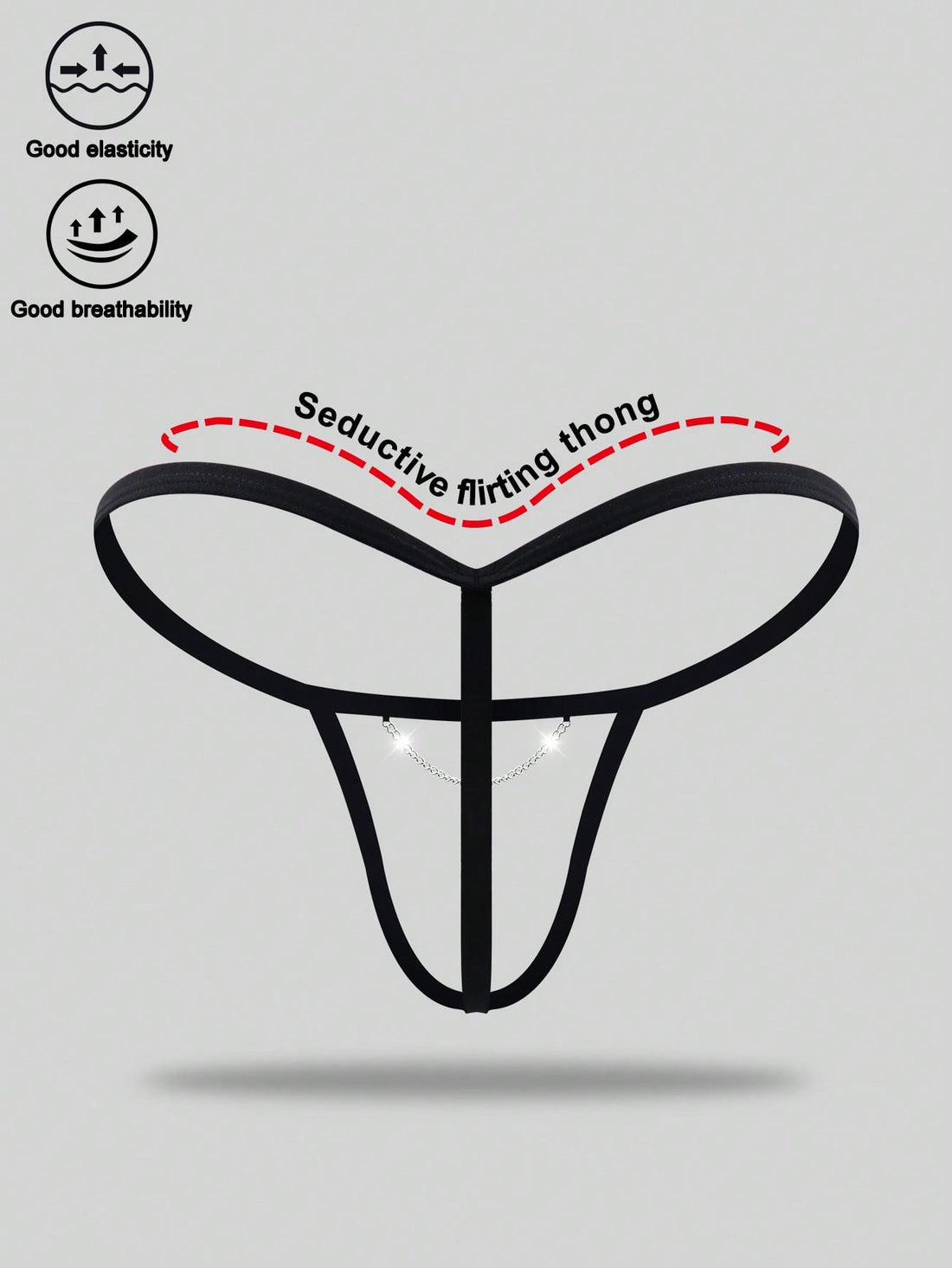 Black men's colorblock thong underwear in knitted fabric with a low rise fit and medium stretch.