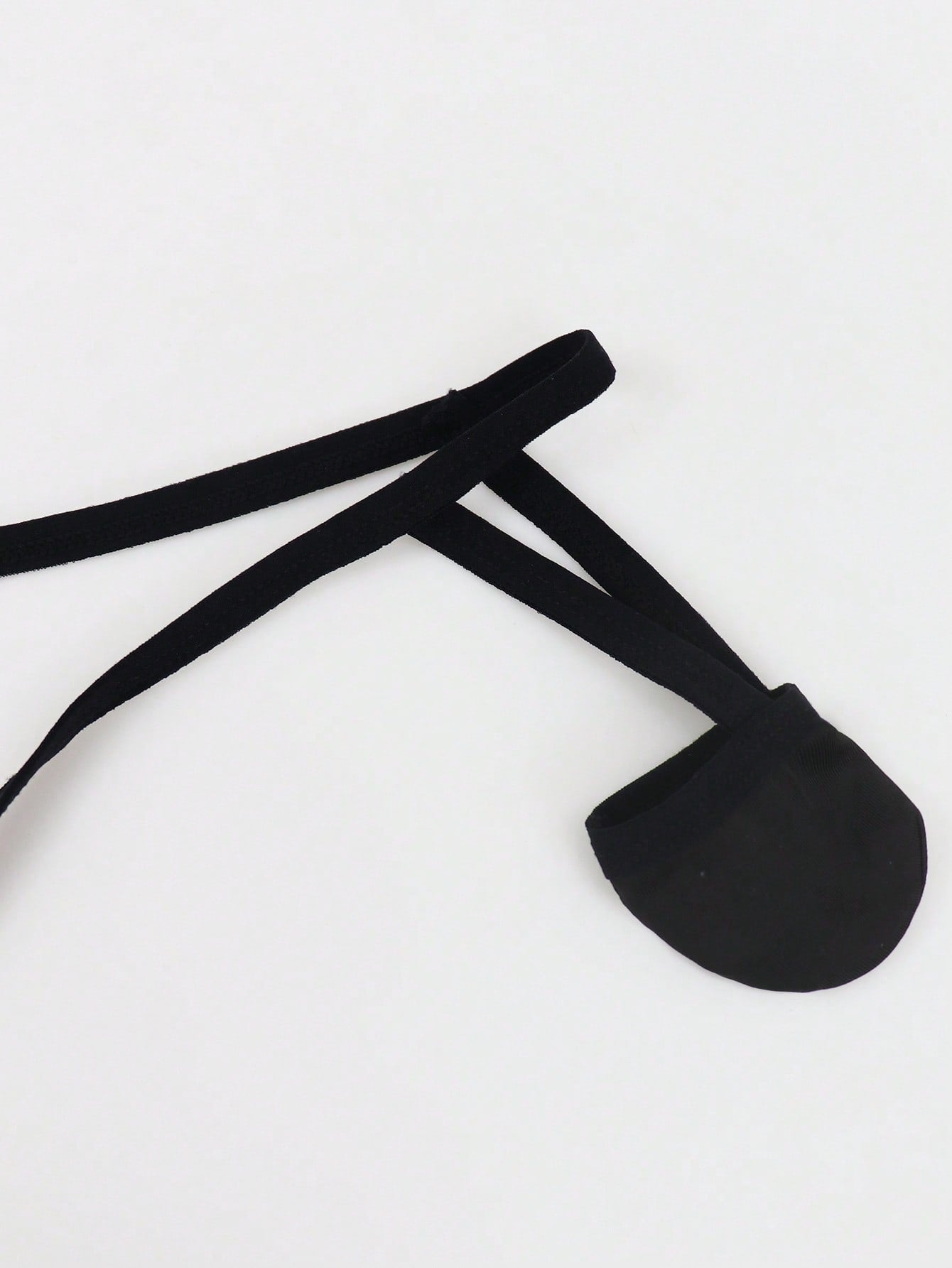 Black men's jockstrap underwear in knitted fabric with medium stretch, mid-rise fit, and 95% polyester 5% elastane blend.