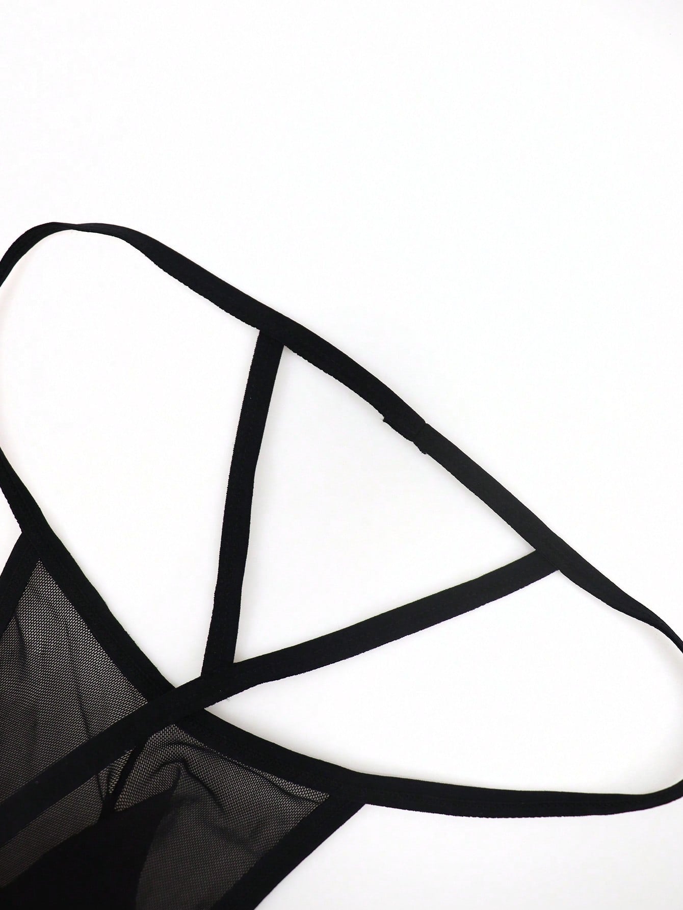 Black men's mesh thong underwear with U-convex pouch and mid-rise waistband, plain design, 1-piece set.