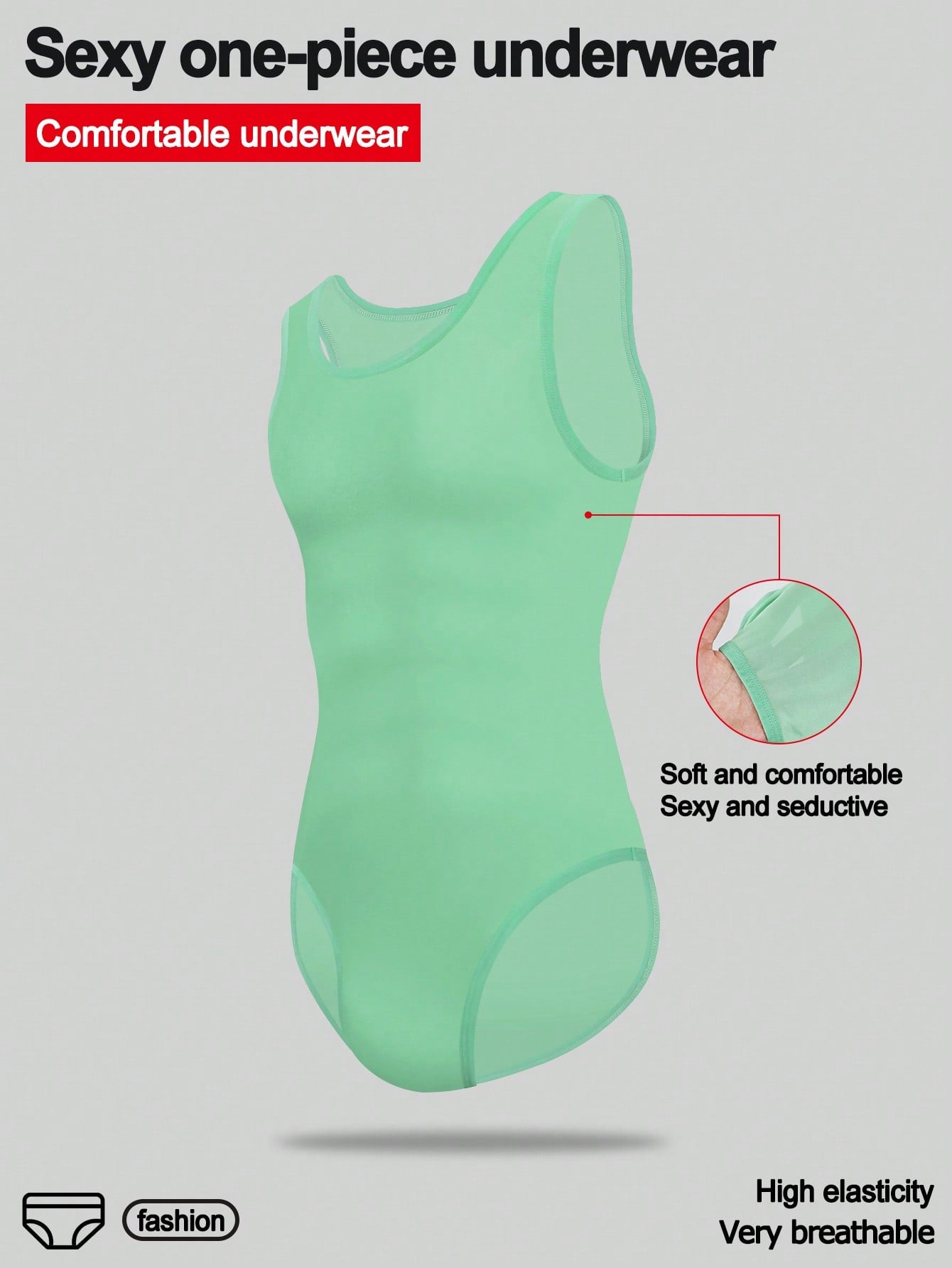 Men's plain sleeveless shapewear bodysuit in knitted fabric with short length and medium stretch, designed for waist support and home wear.