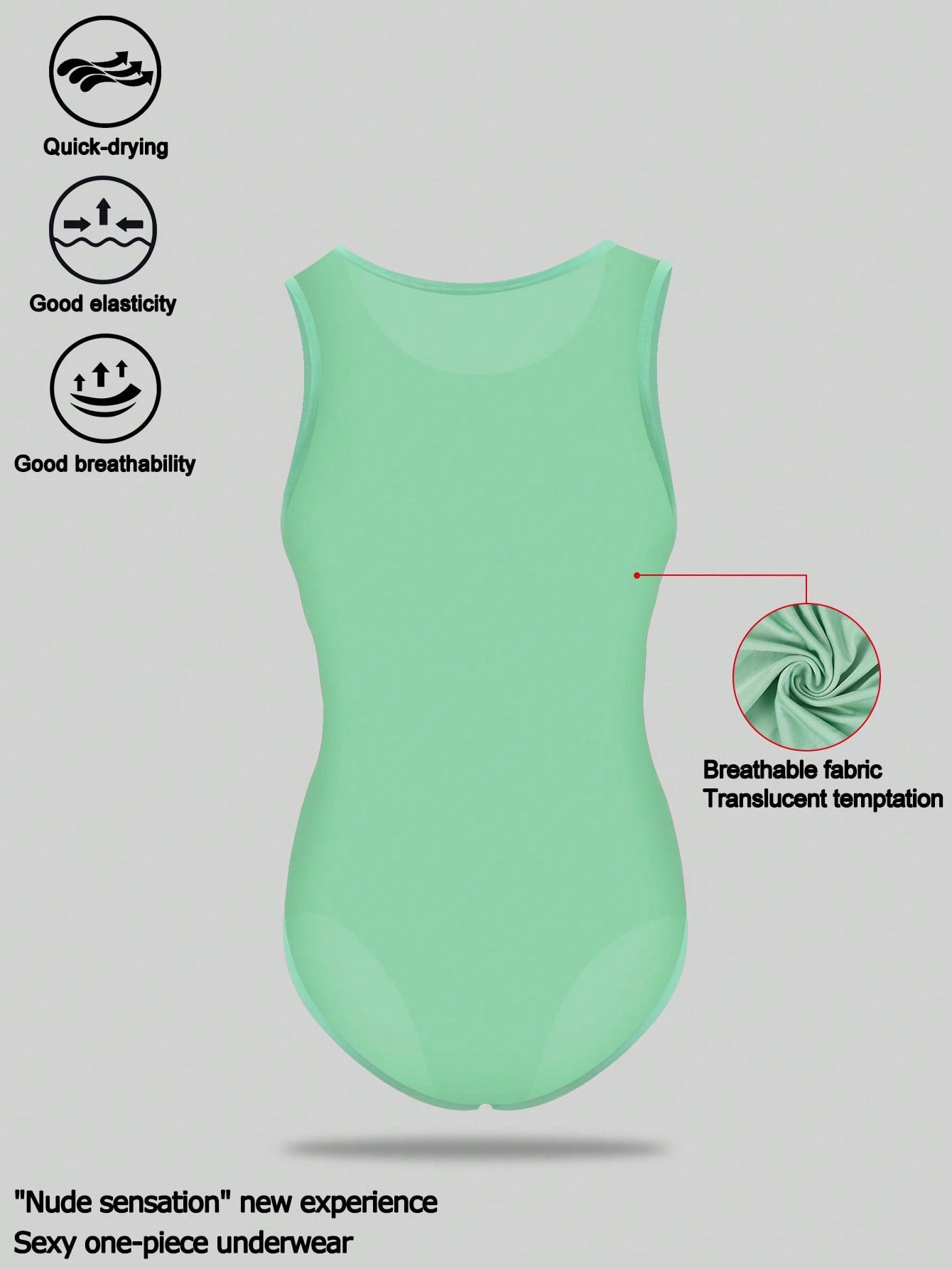 Men's plain sleeveless shapewear bodysuit in knitted fabric with short length and medium stretch, designed for waist support and home wear.