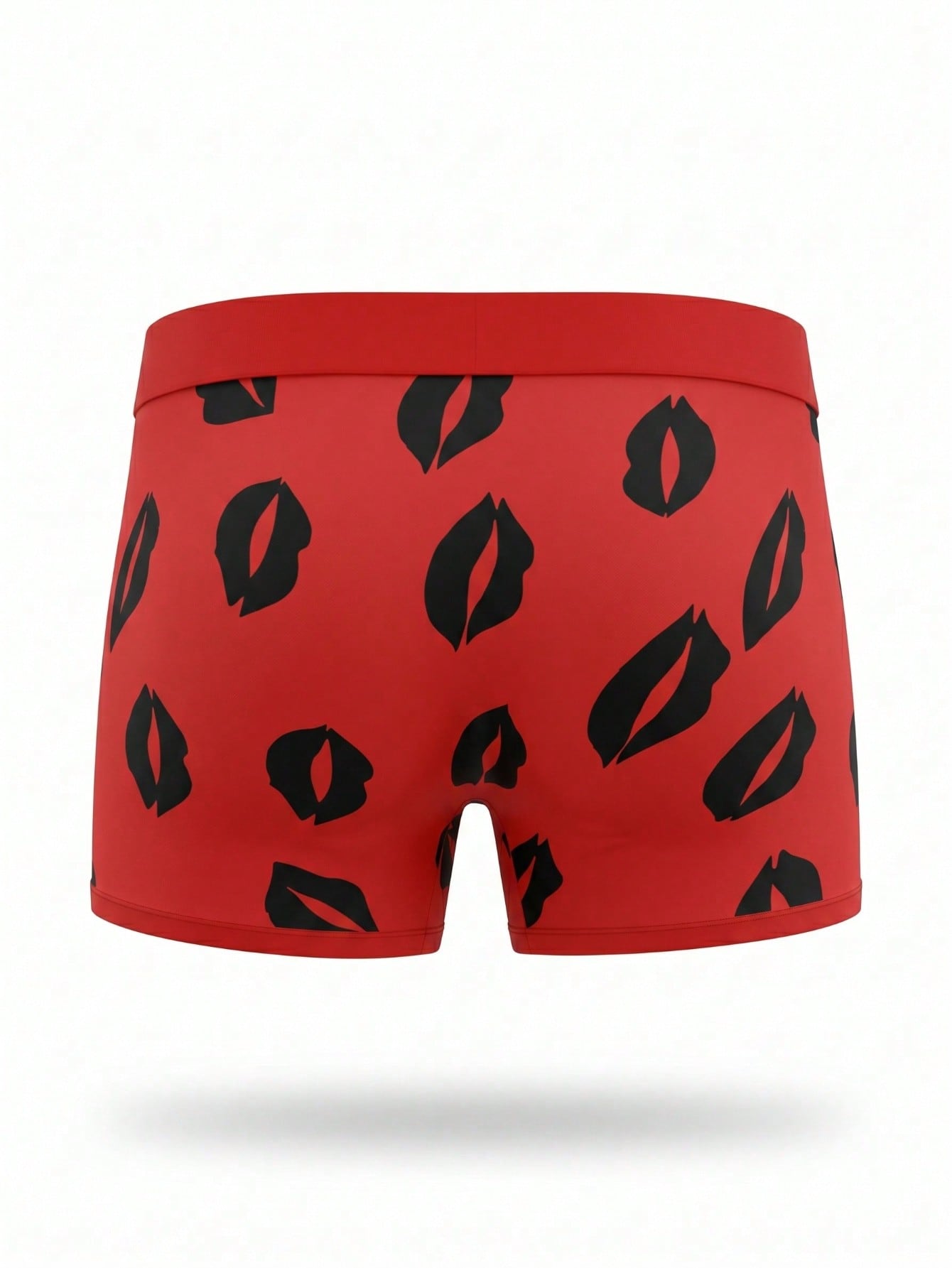 Red sheer men's mesh boxer shorts with tape detail, mid-rise waist, and slight stretch knitted fabric.
