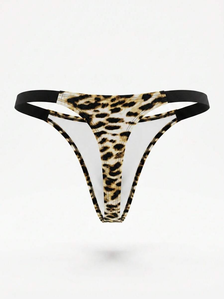Multicolor men's low rise thong underwear with textured pattern and T-back design.