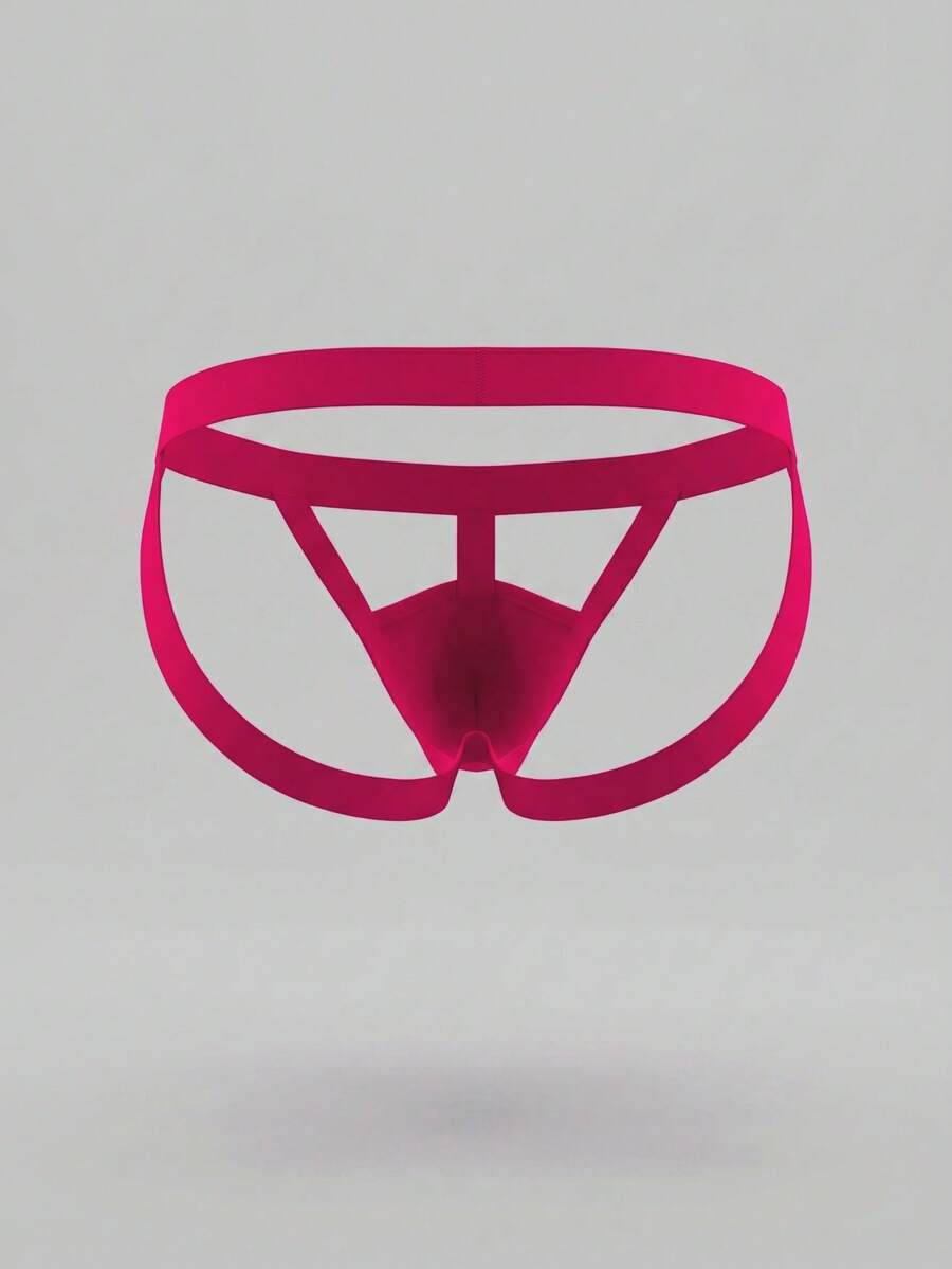 Men's hot pink low rise jockstrap underwear with criss cross detailing